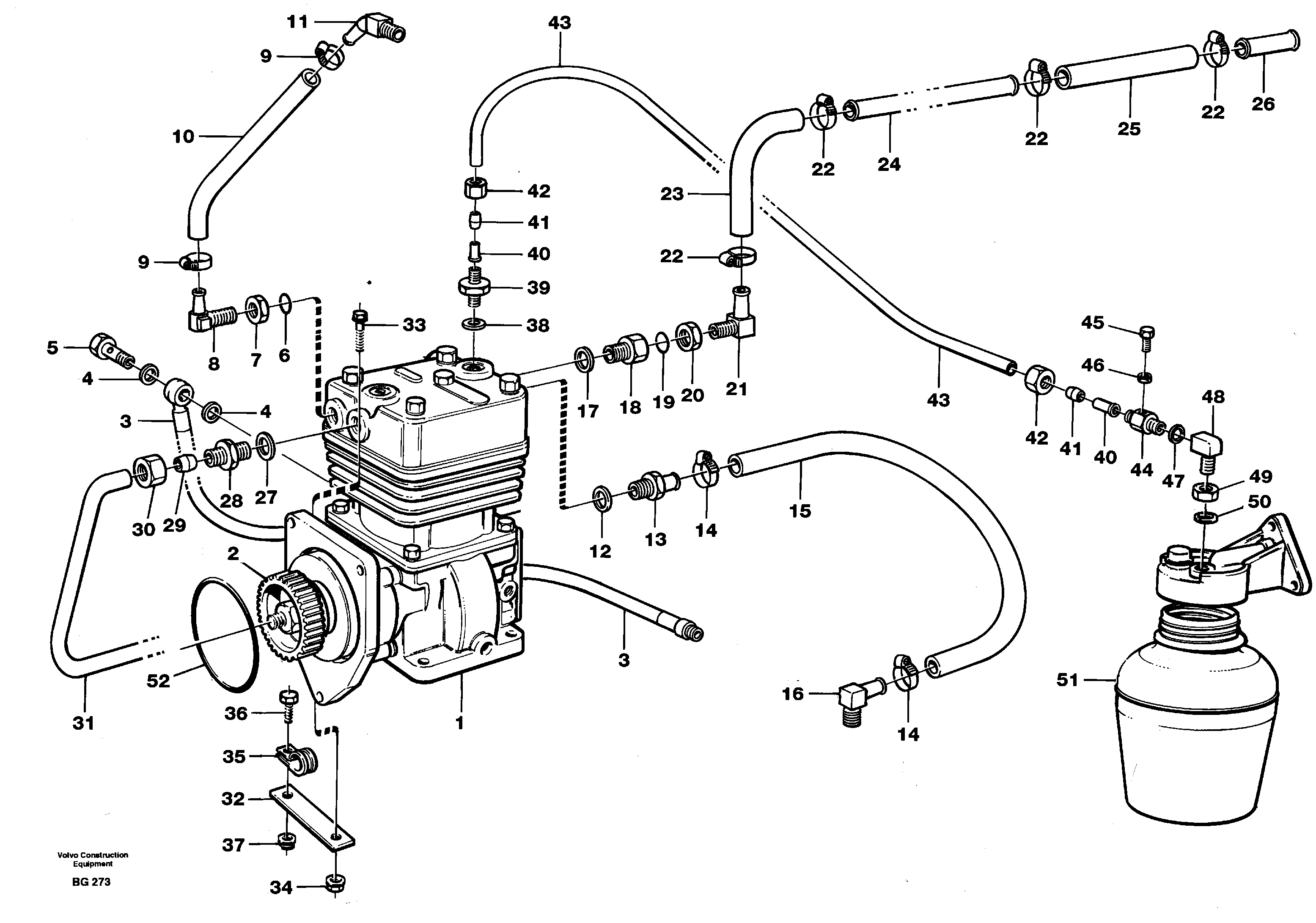 Air-compressor with fitting parts — volvo parts diagram