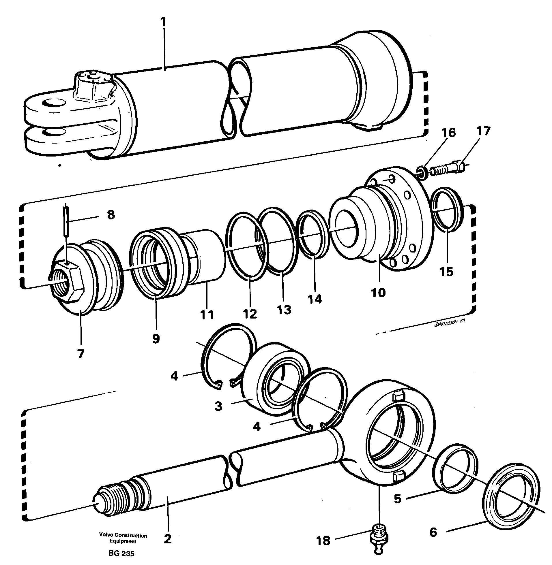 Hydraulic cylinder — volvo parts diagram