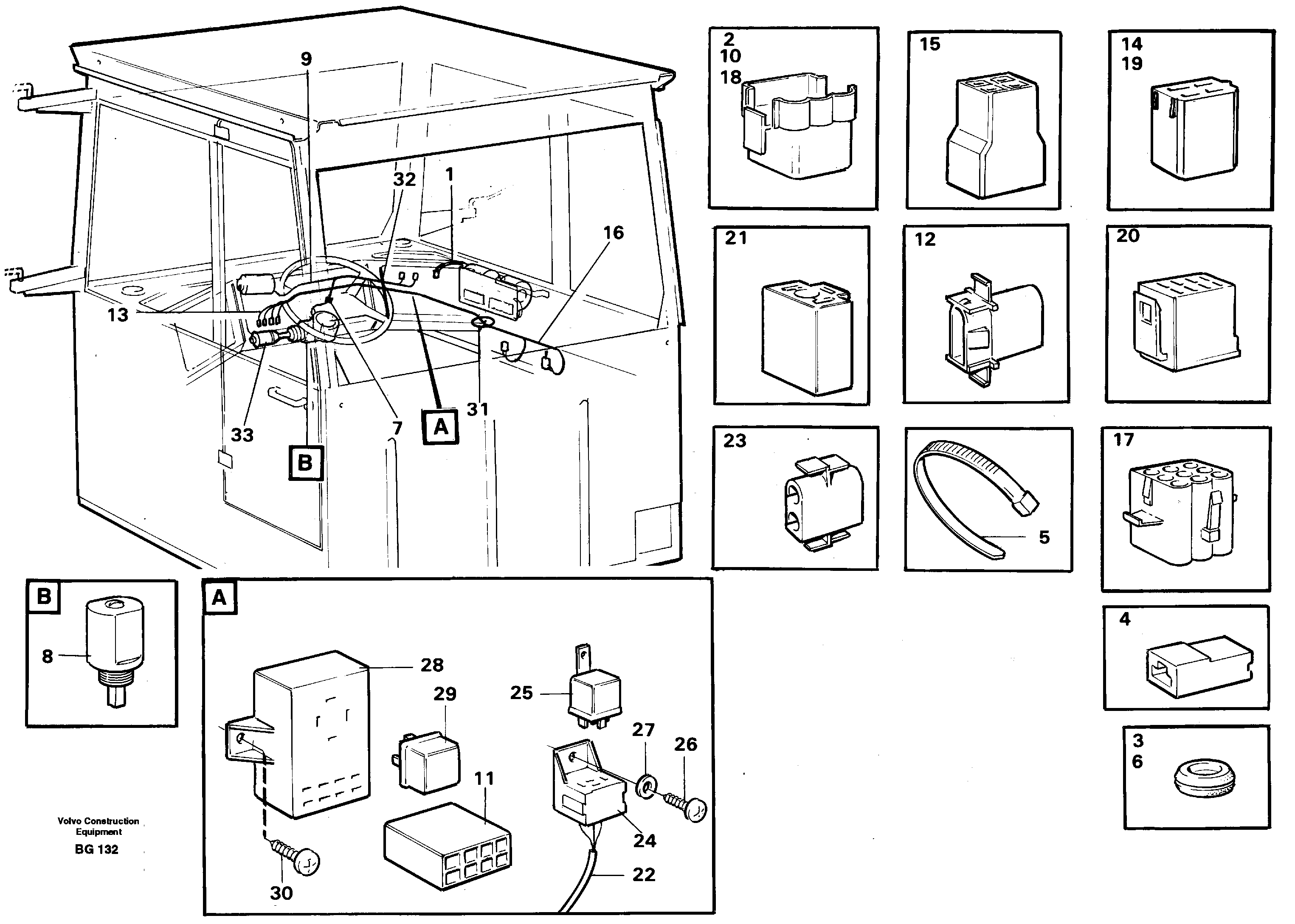 Cable harnesses, cab — volvo parts diagram