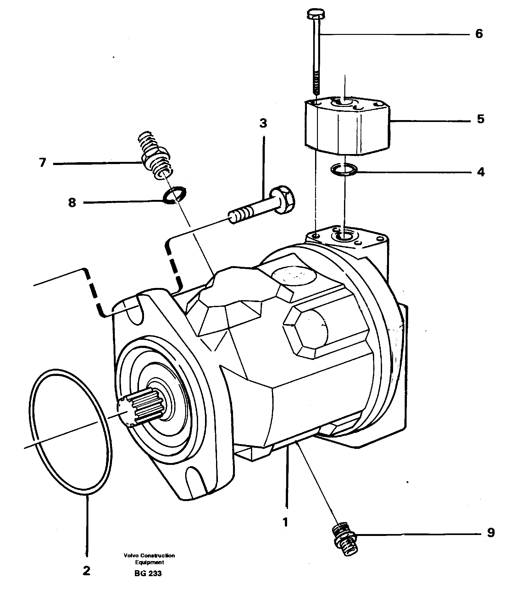 Hydraulic pump with fitting parts — volvo parts diagram