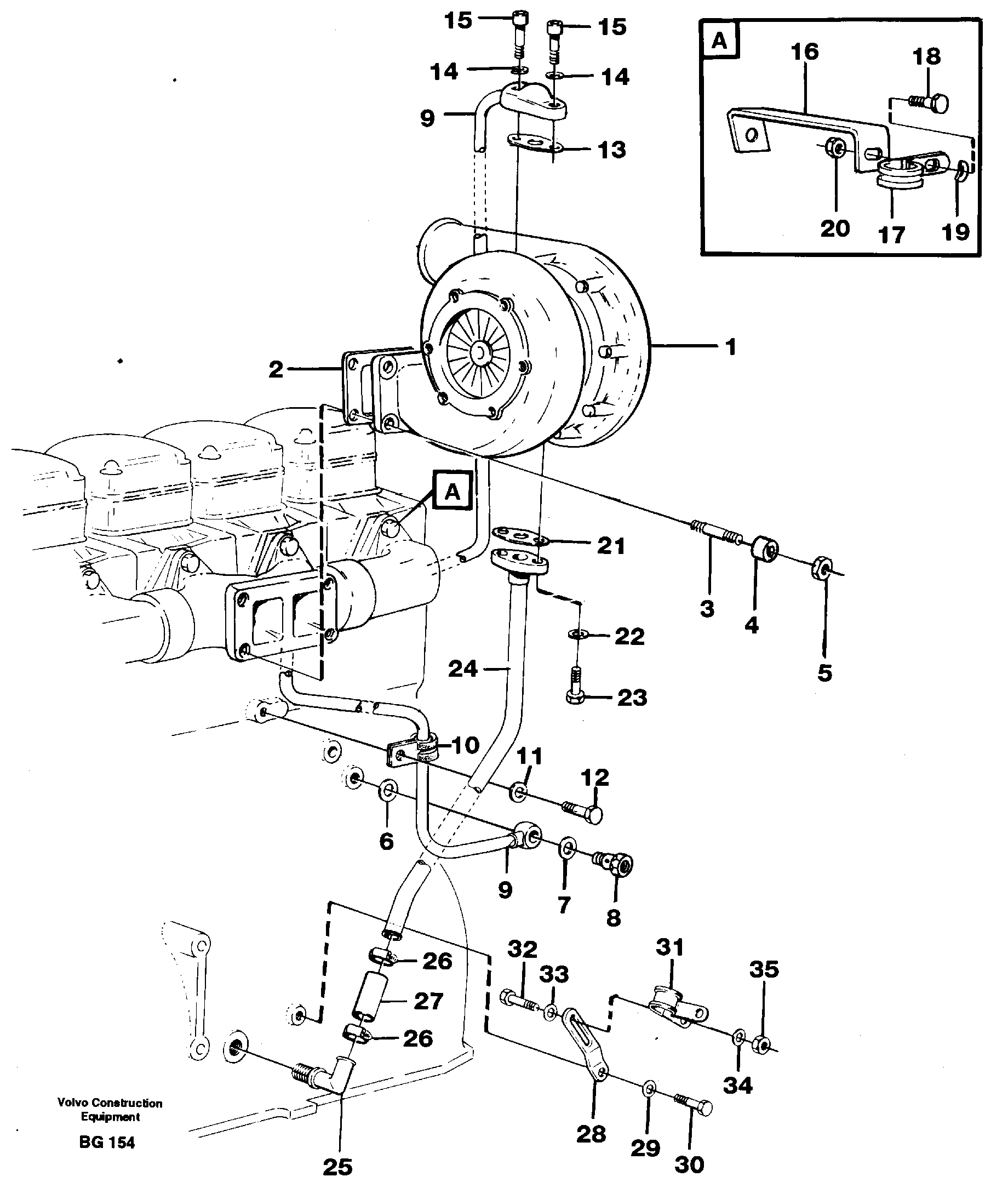 Turbocharger with fitting parts — volvo parts diagram