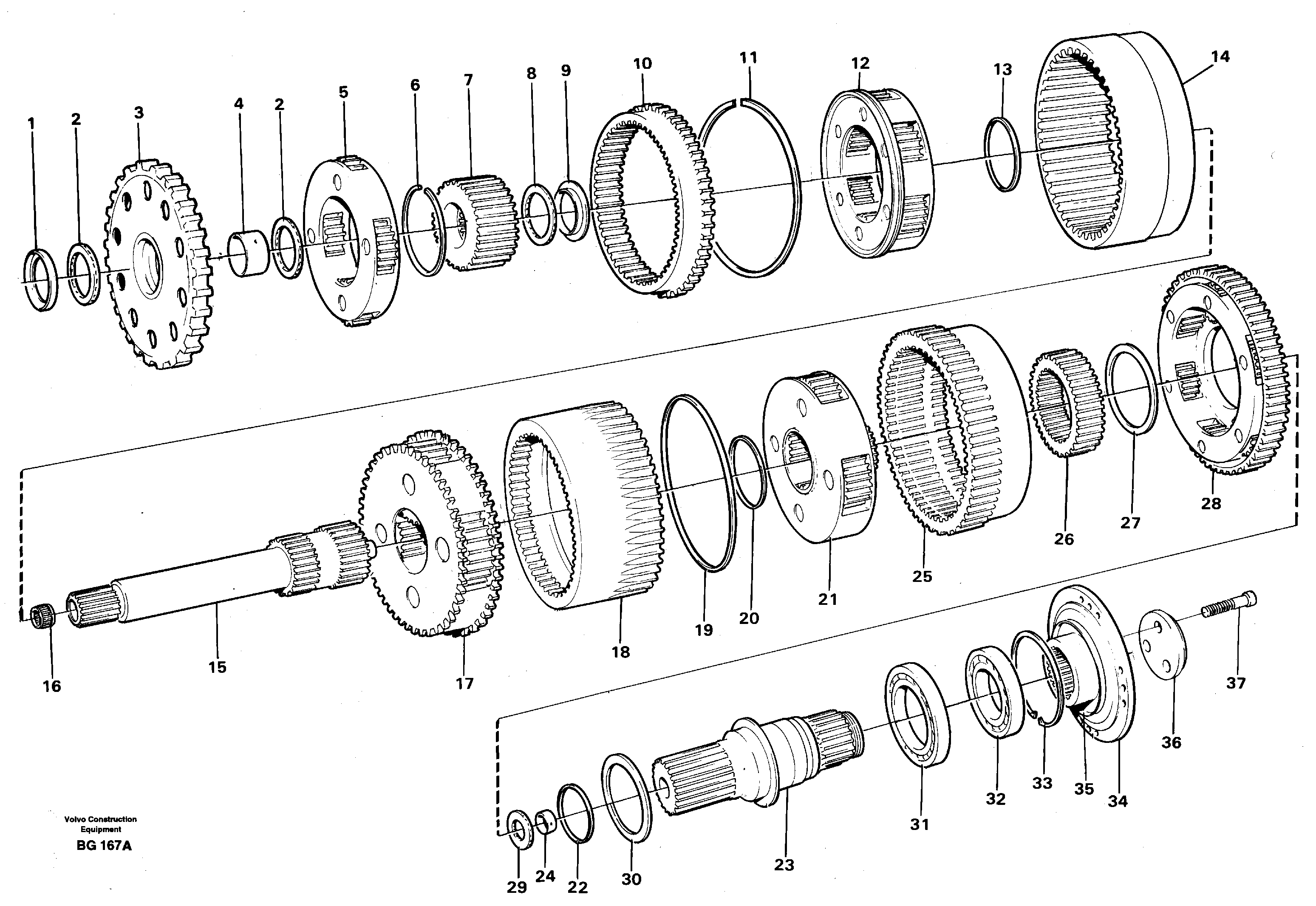 Planetary gears and shafts — volvo parts diagram