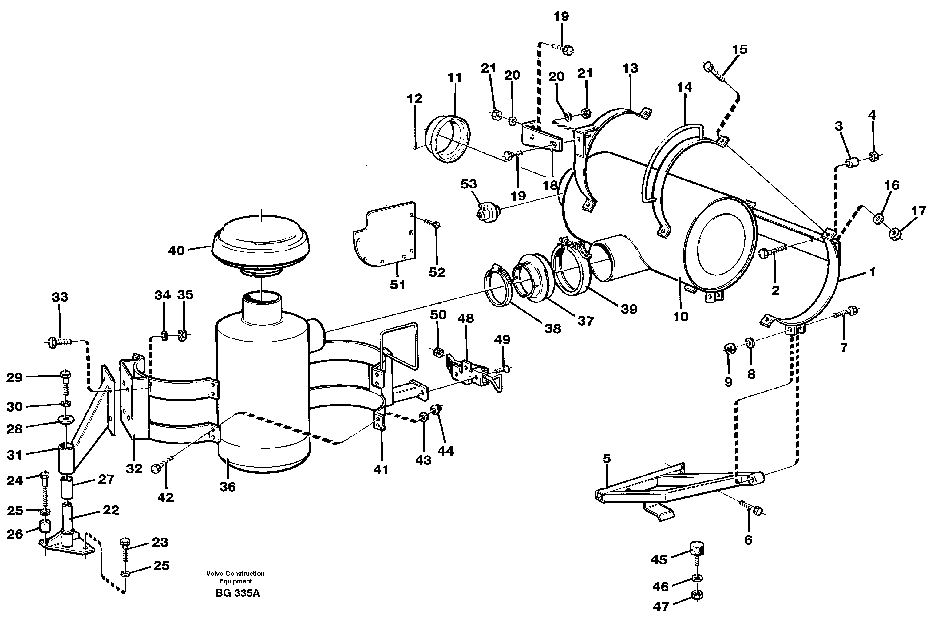 Oil bath air filter with fitting parts  93060 — volvo parts diagram