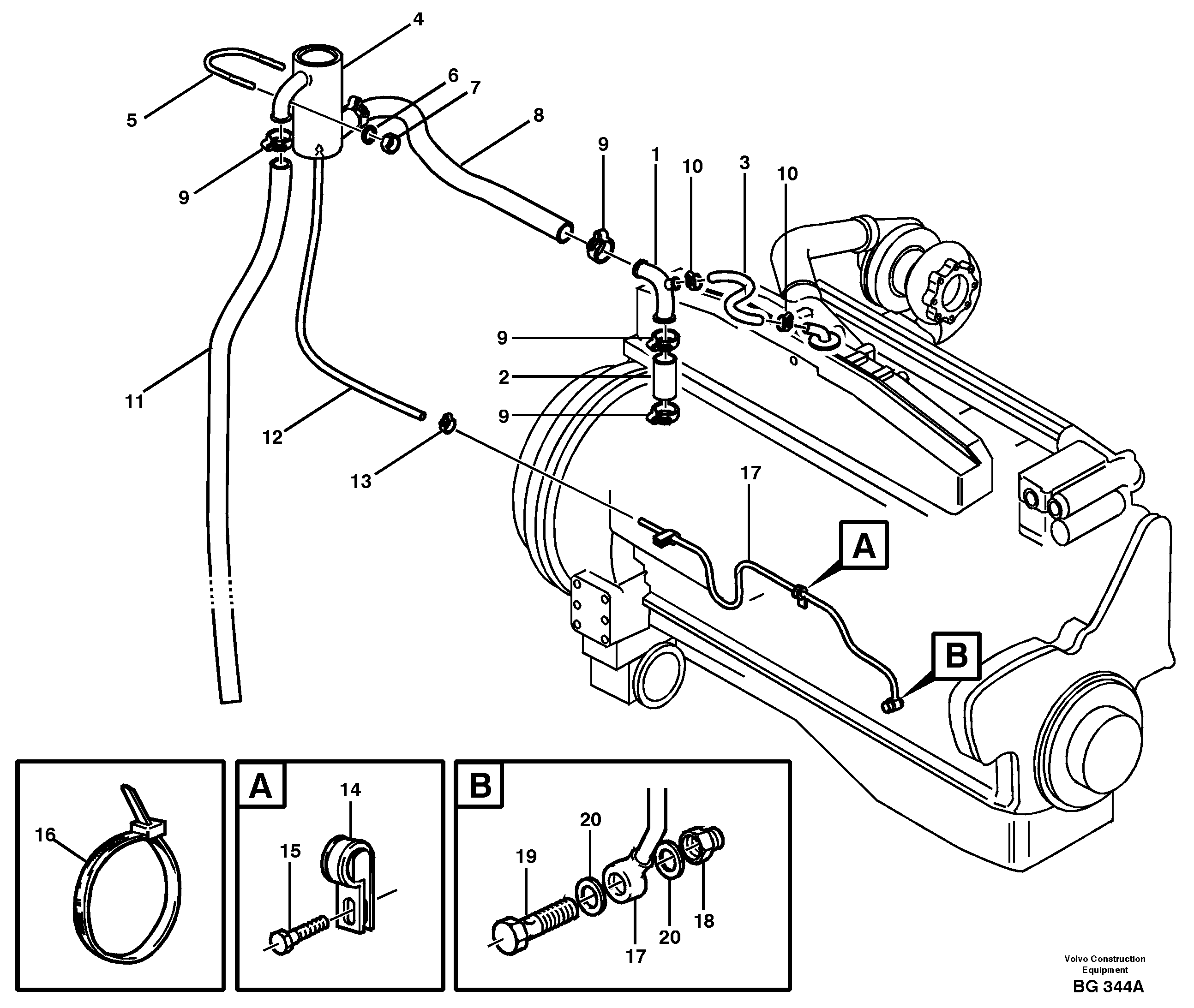 Crankcase ventilation  SER NO 1084 -, SER NO 60014 - USA. — volvo parts diagram
