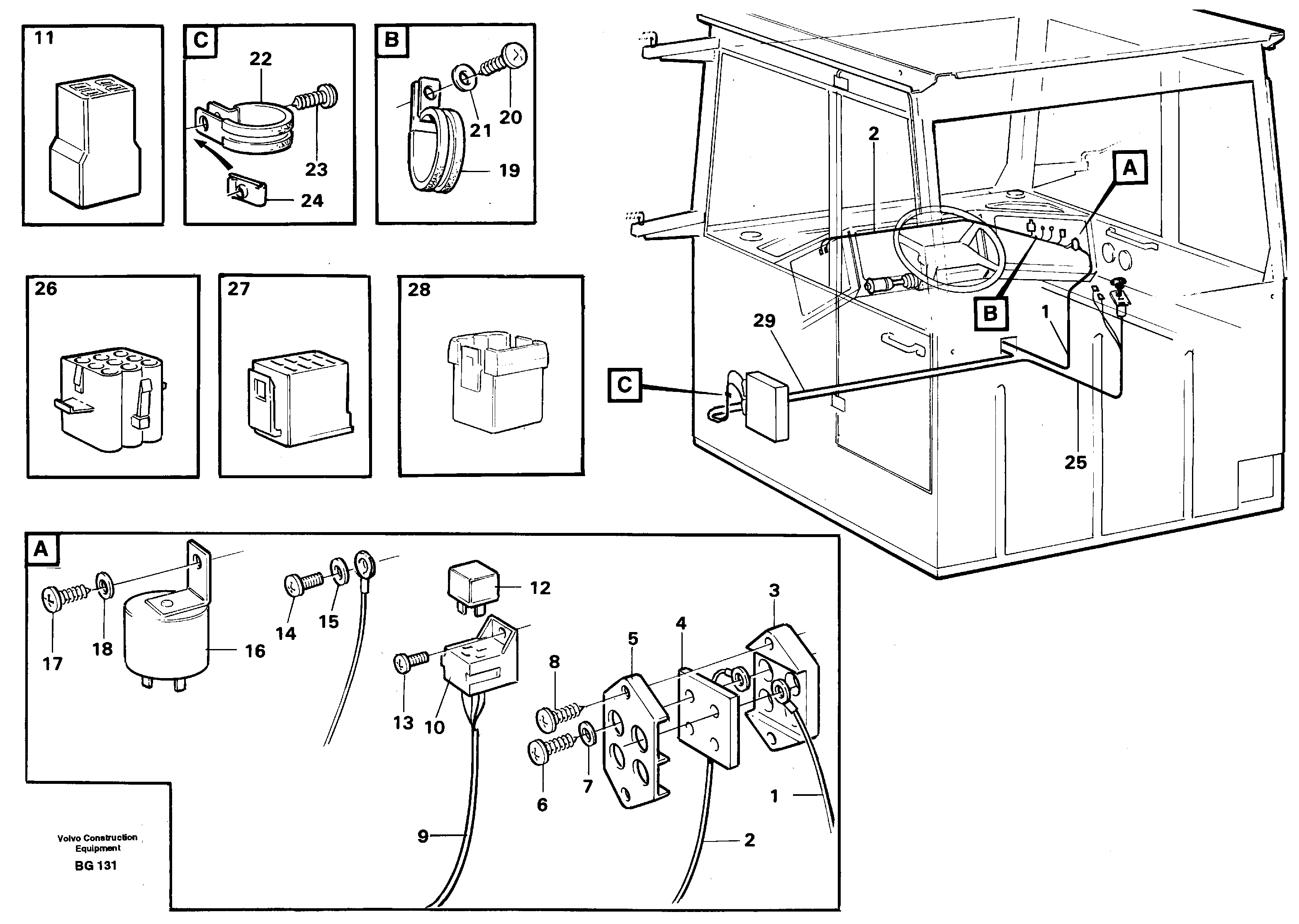 Cable harnesses, cab — volvo parts diagram