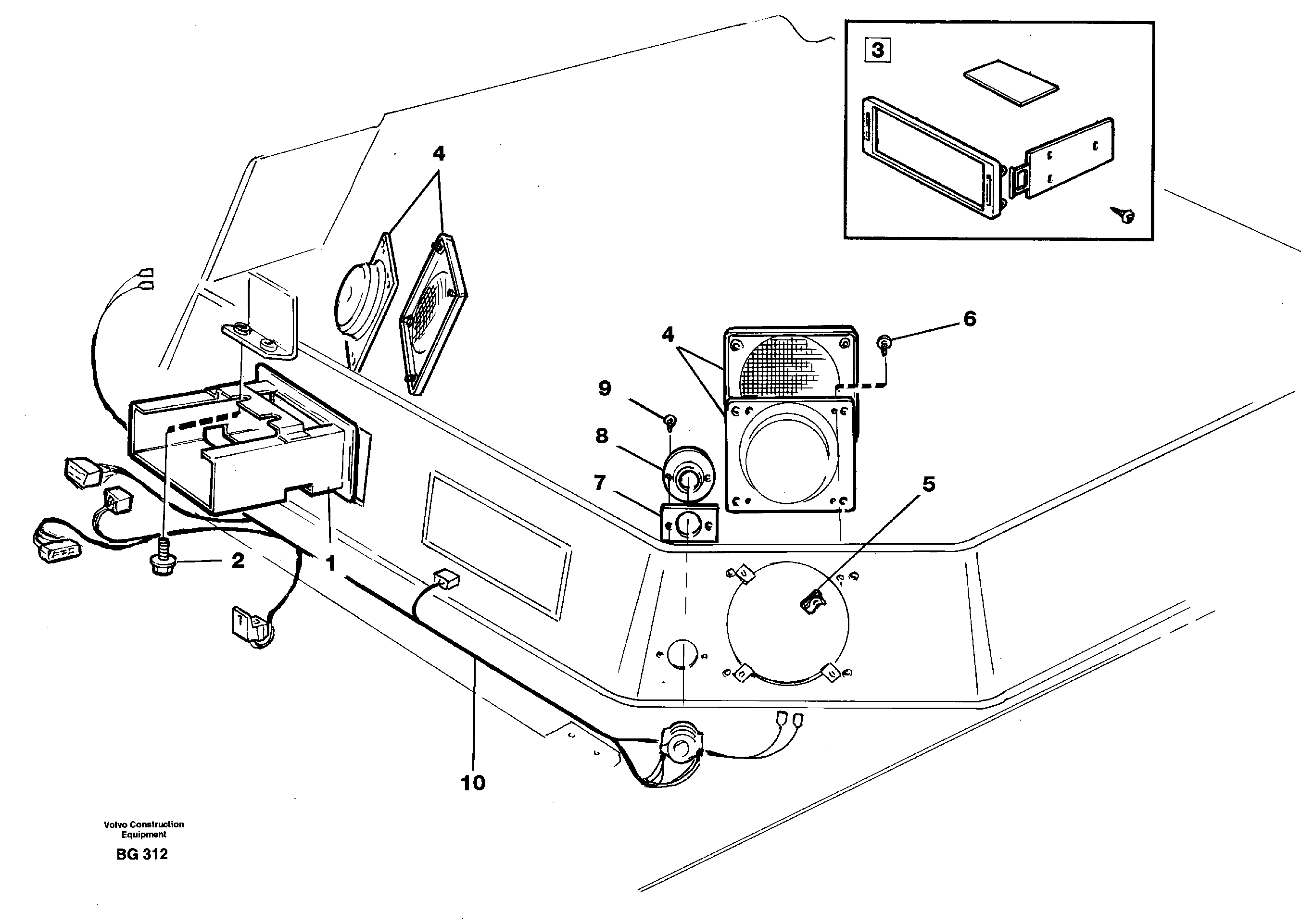 Radio bracket  93059 — volvo parts diagram
