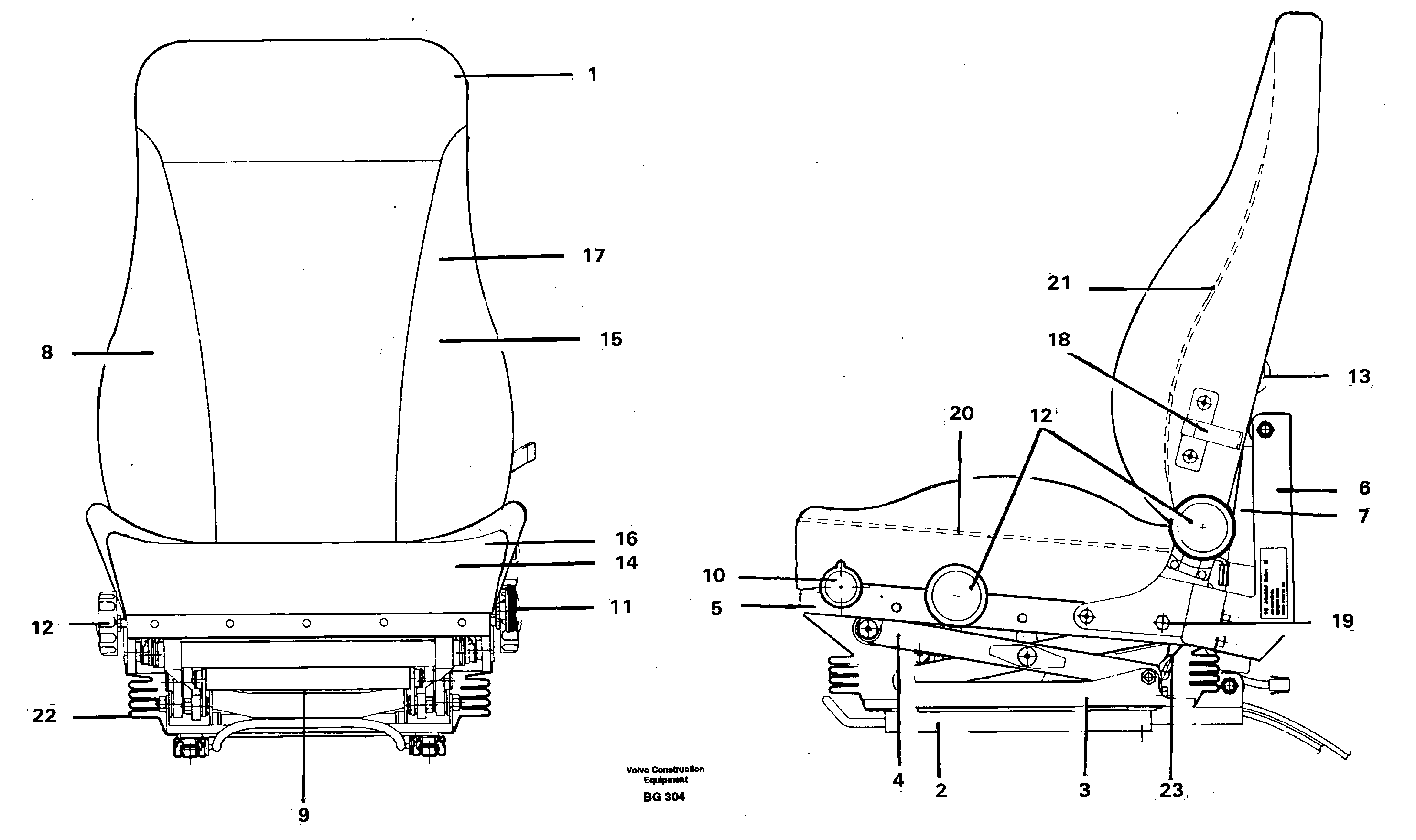 Operator's seat  92174 — volvo parts diagram