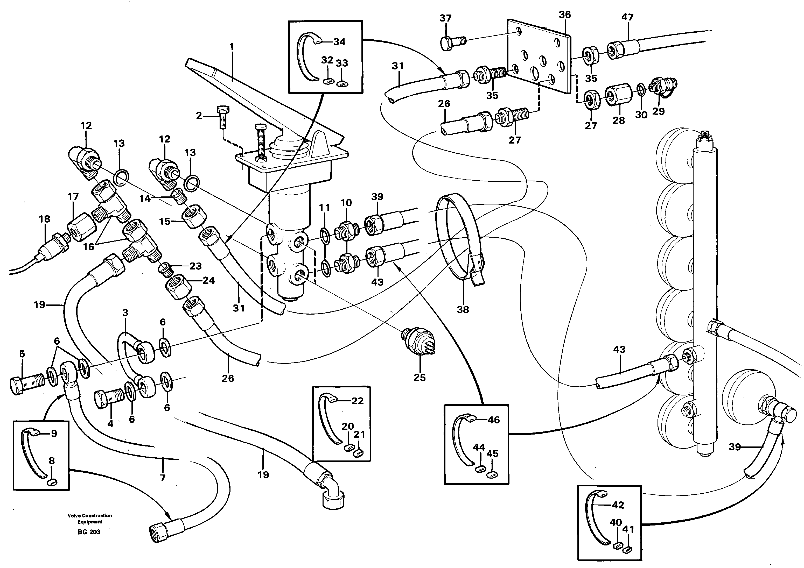 Hydraulic brake system, cab — volvo parts diagram