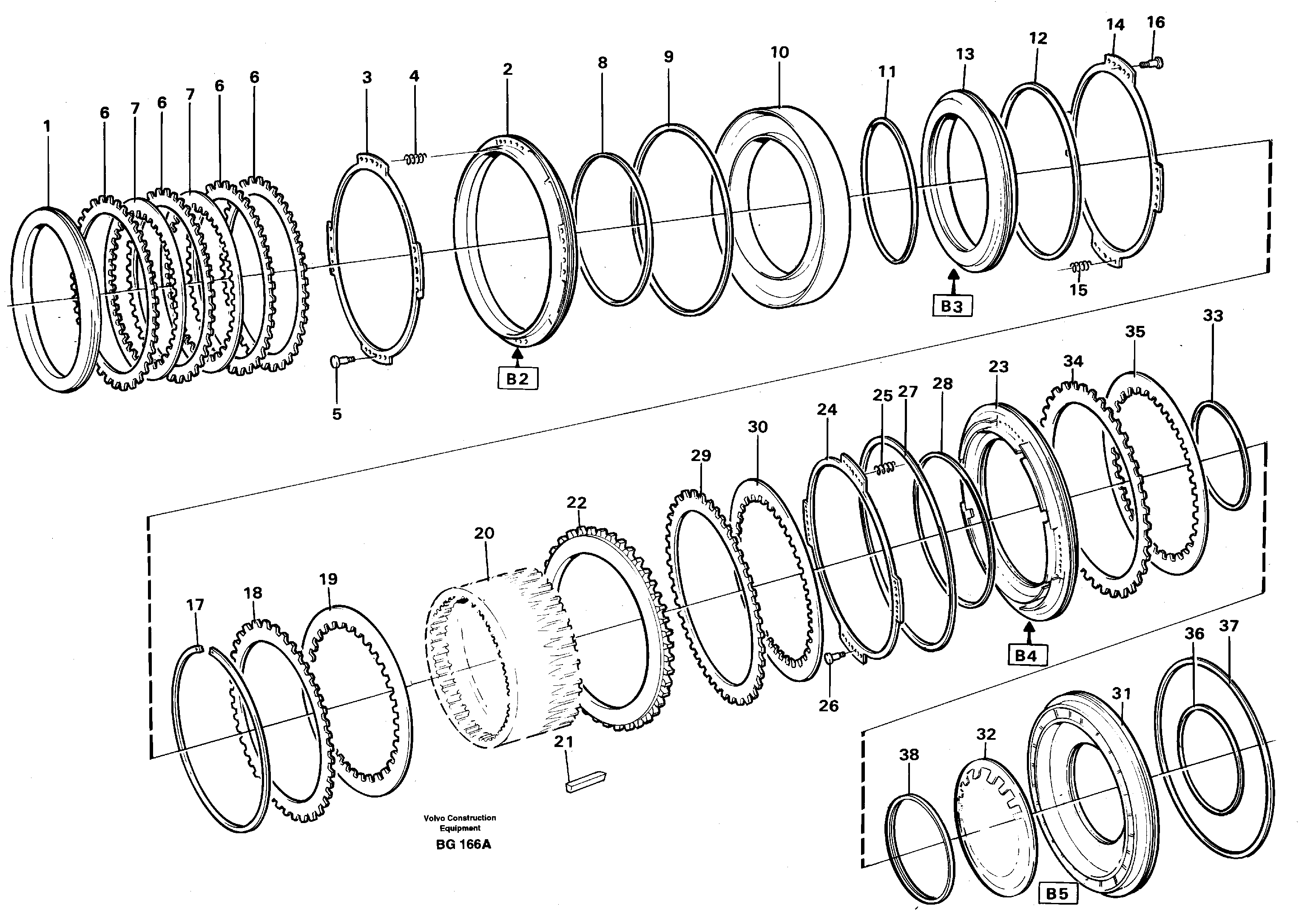 Brakes, rear  B2, B3, B4, B5 — volvo parts diagram