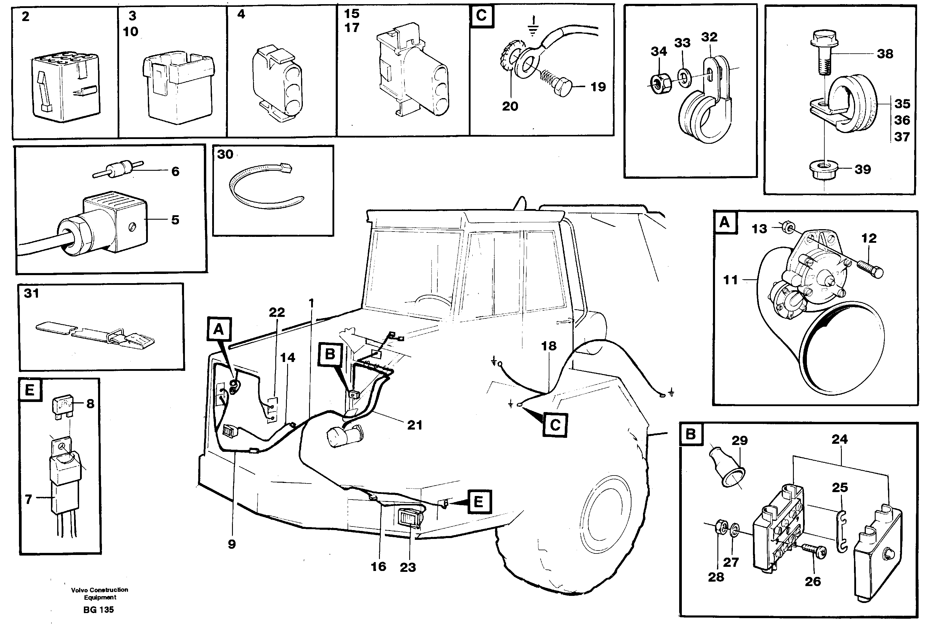 Cable harnesses, front — volvo parts diagram