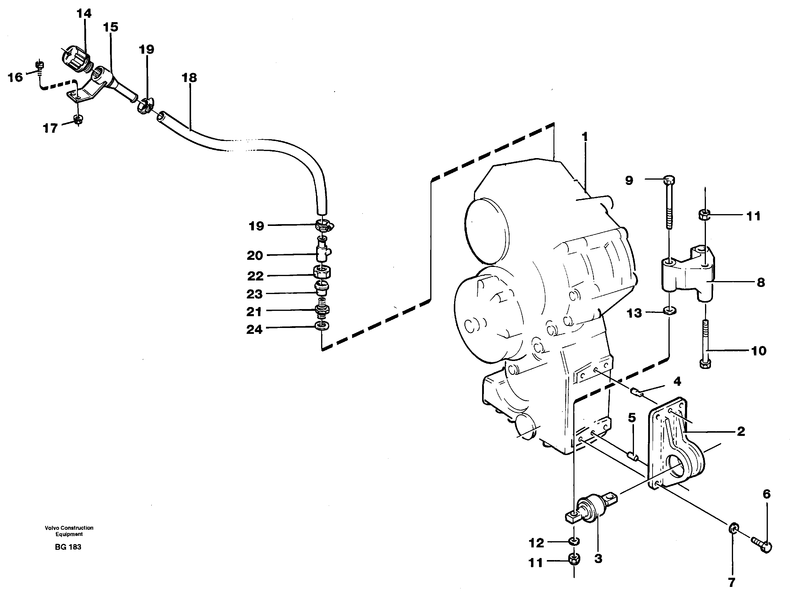 Drop box with fitting parts  30878, 22502. — volvo parts diagram