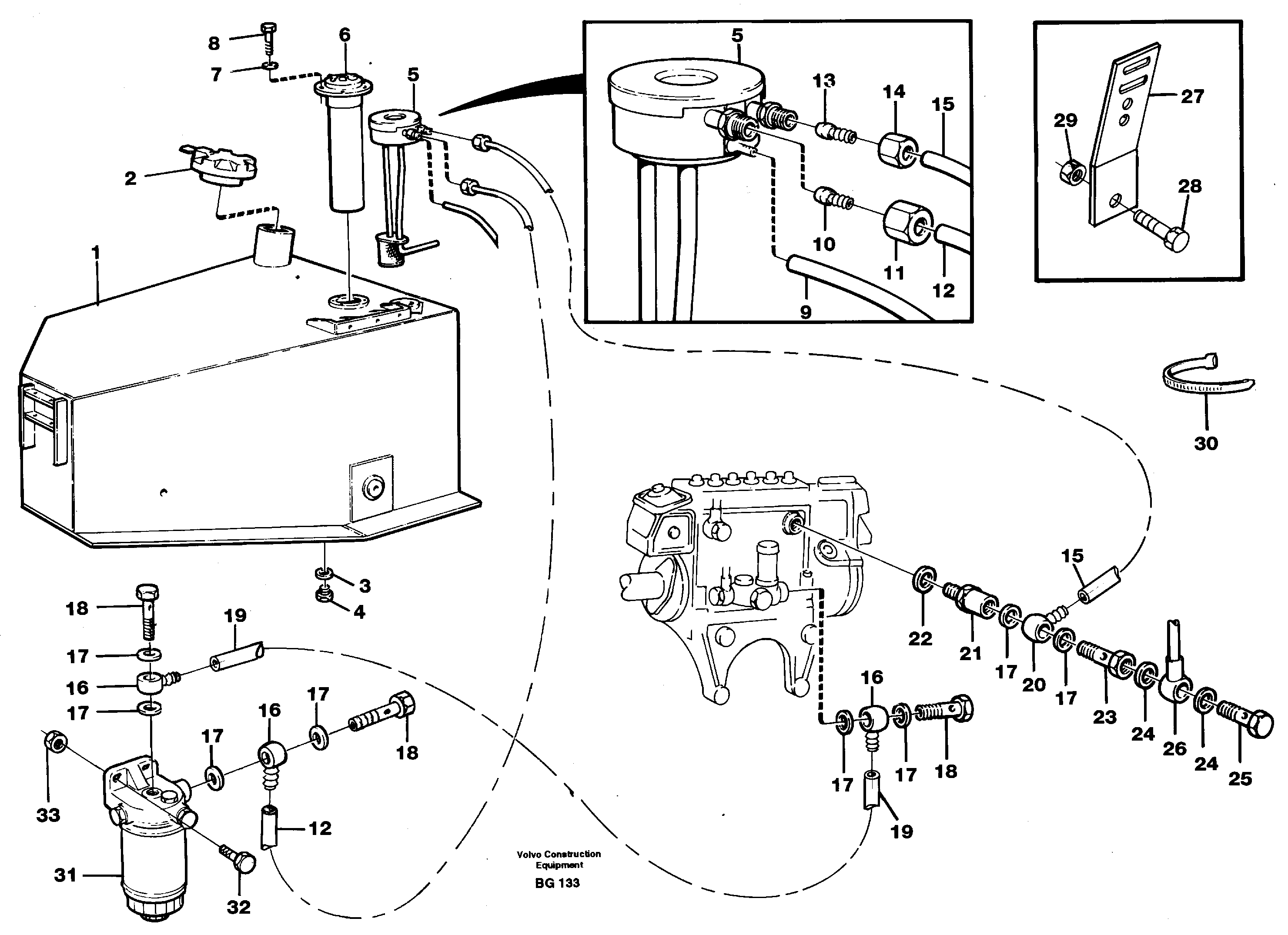 Fuel tank, fuel pipes — volvo parts diagram