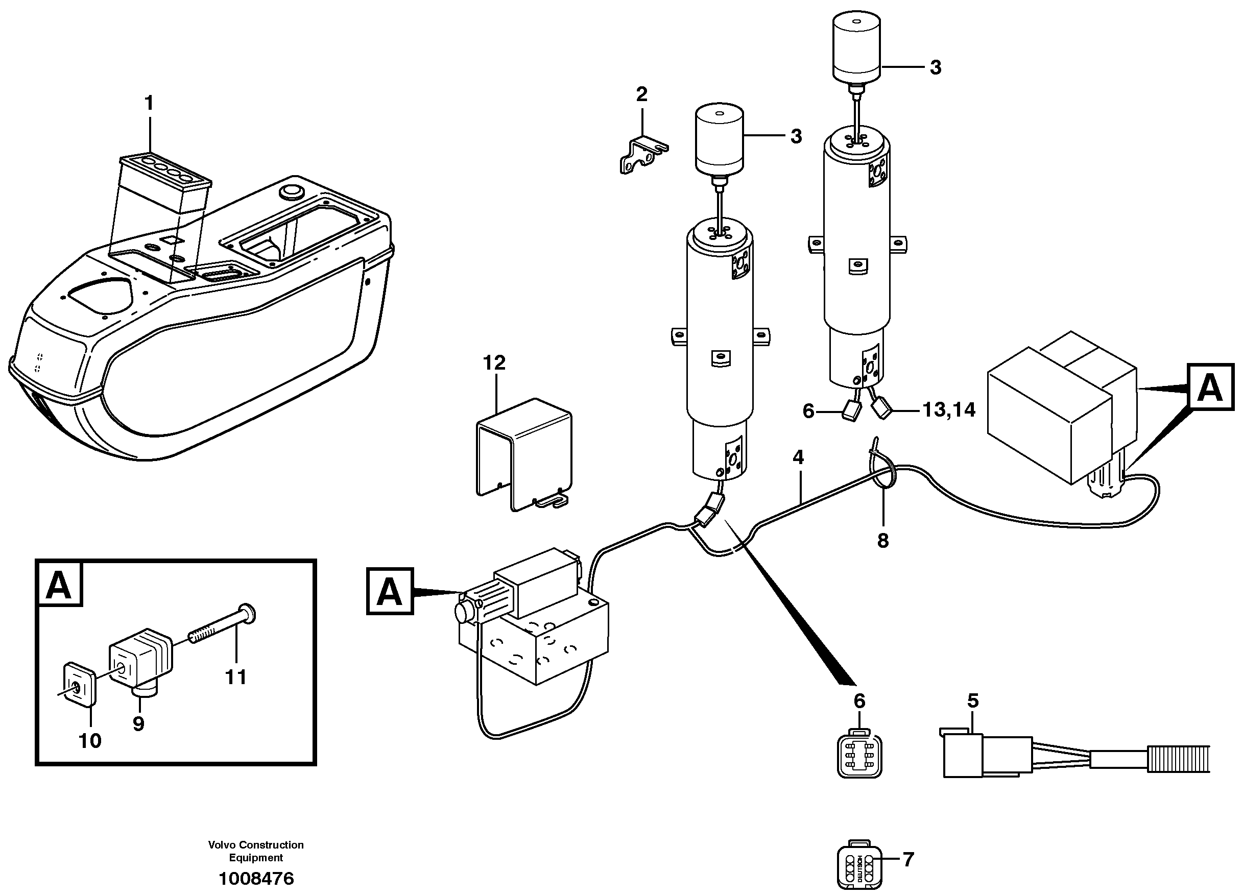 Electric installation, dozer blade  14303097, 14303098, 14311191 — volvo parts diagram