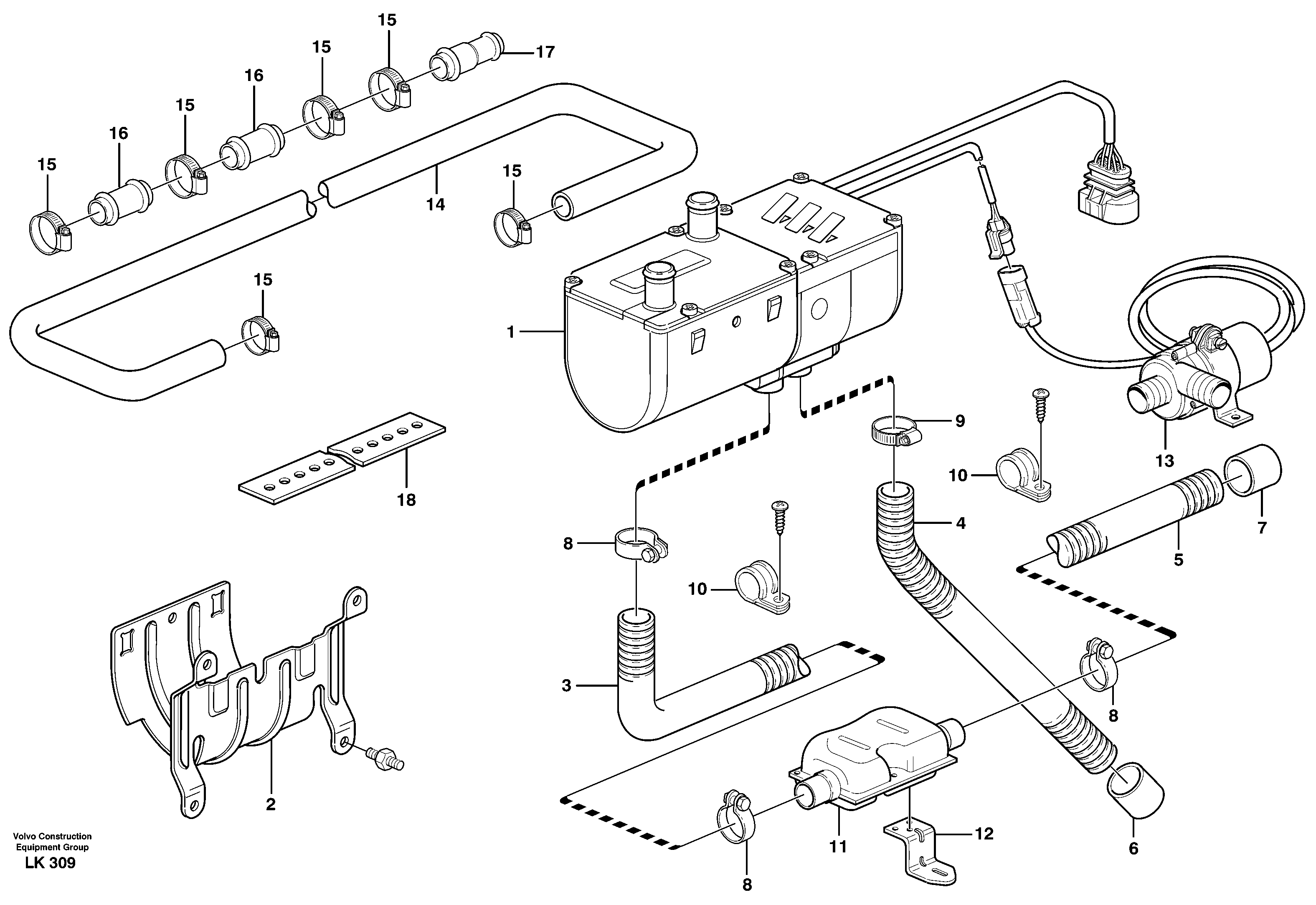 Heater, diesel exhaust system 14302818 — volvo parts diagram