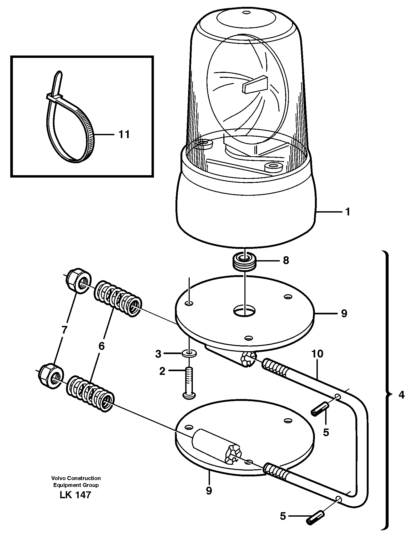 Rotating beacon 14302815 — volvo parts diagram