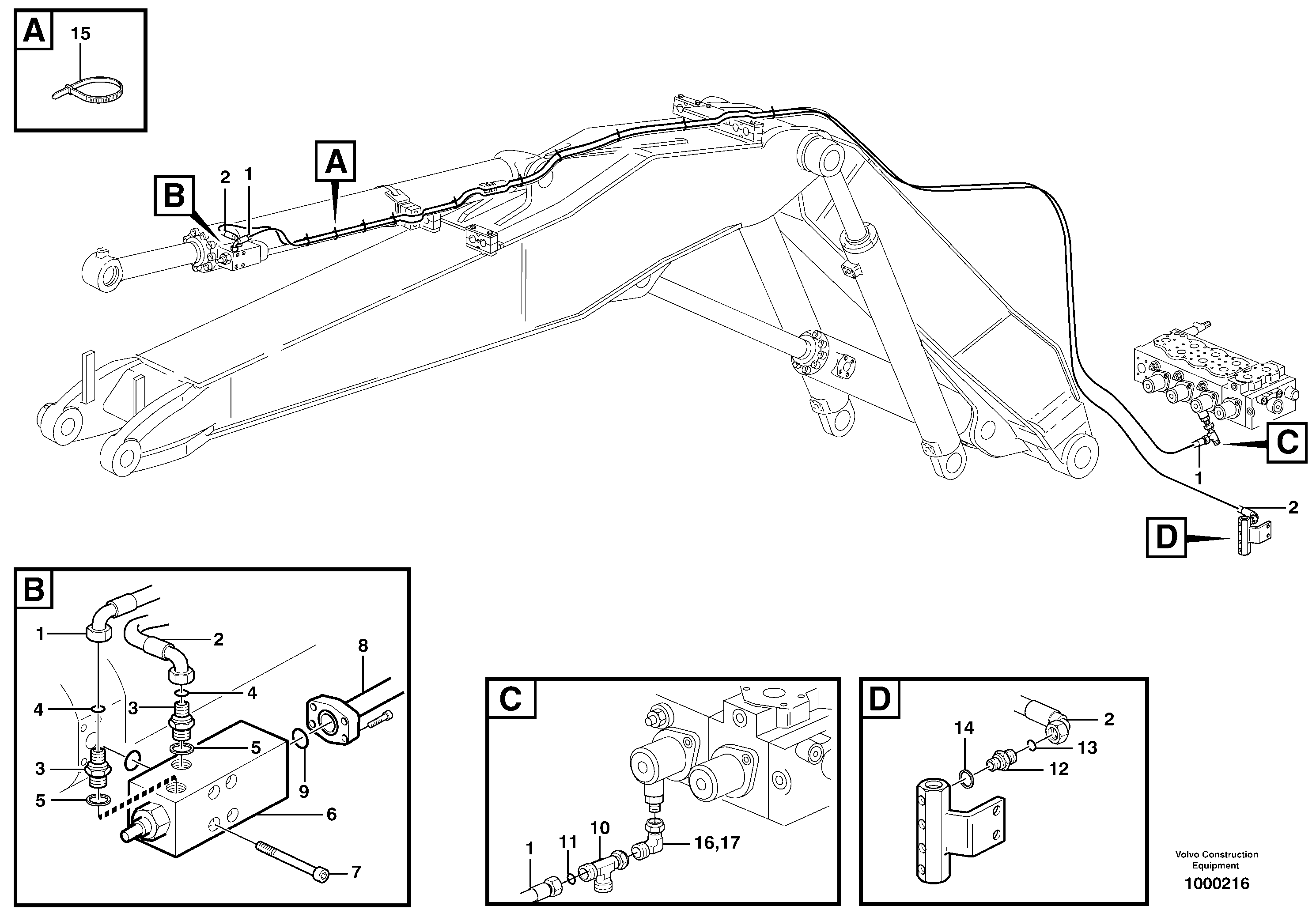Servo hydraulics, Hose break valve  14303118 — volvo parts diagram
