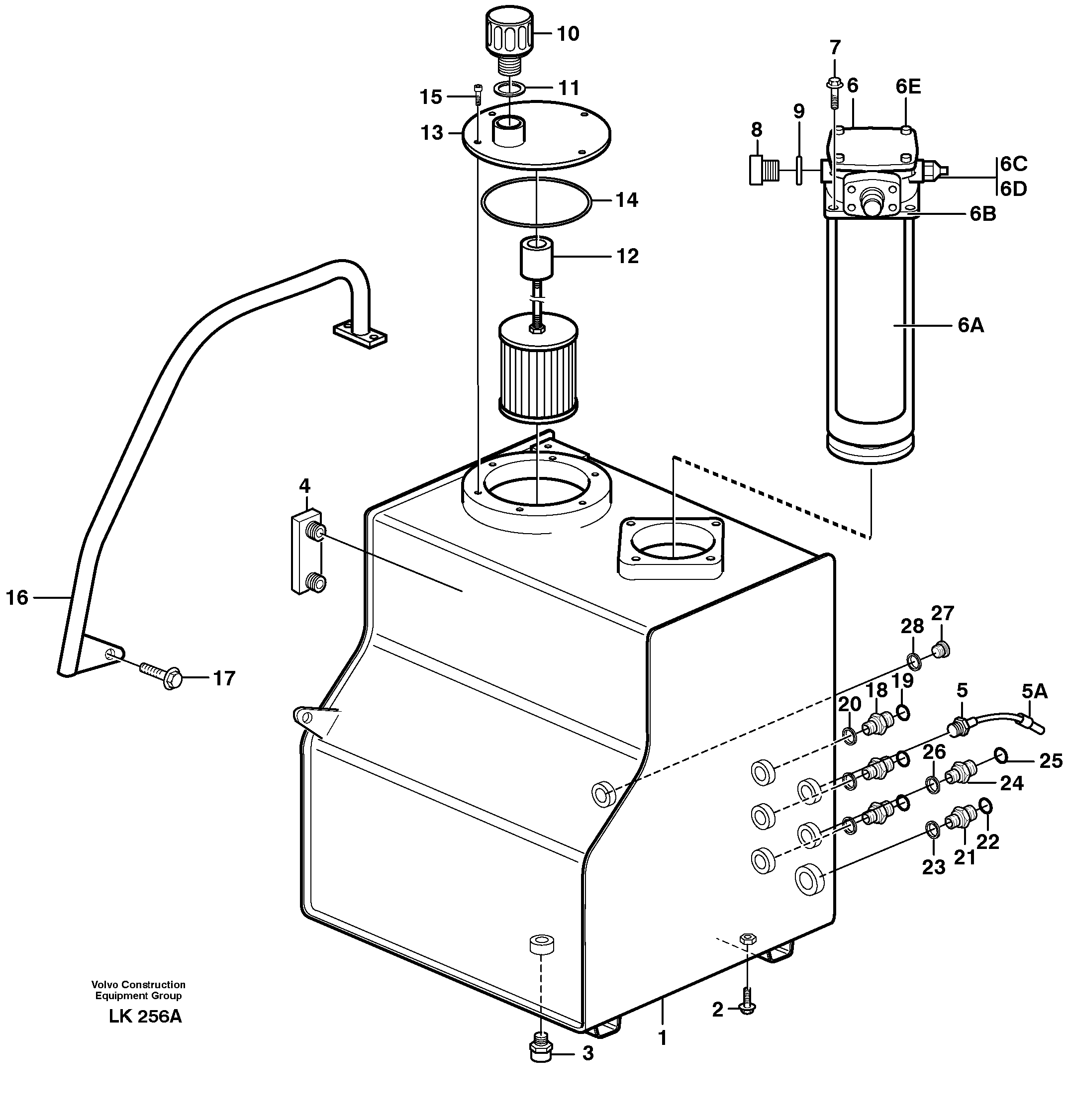Hydraulic oil tank  SER NO - 1031 — volvo parts diagram