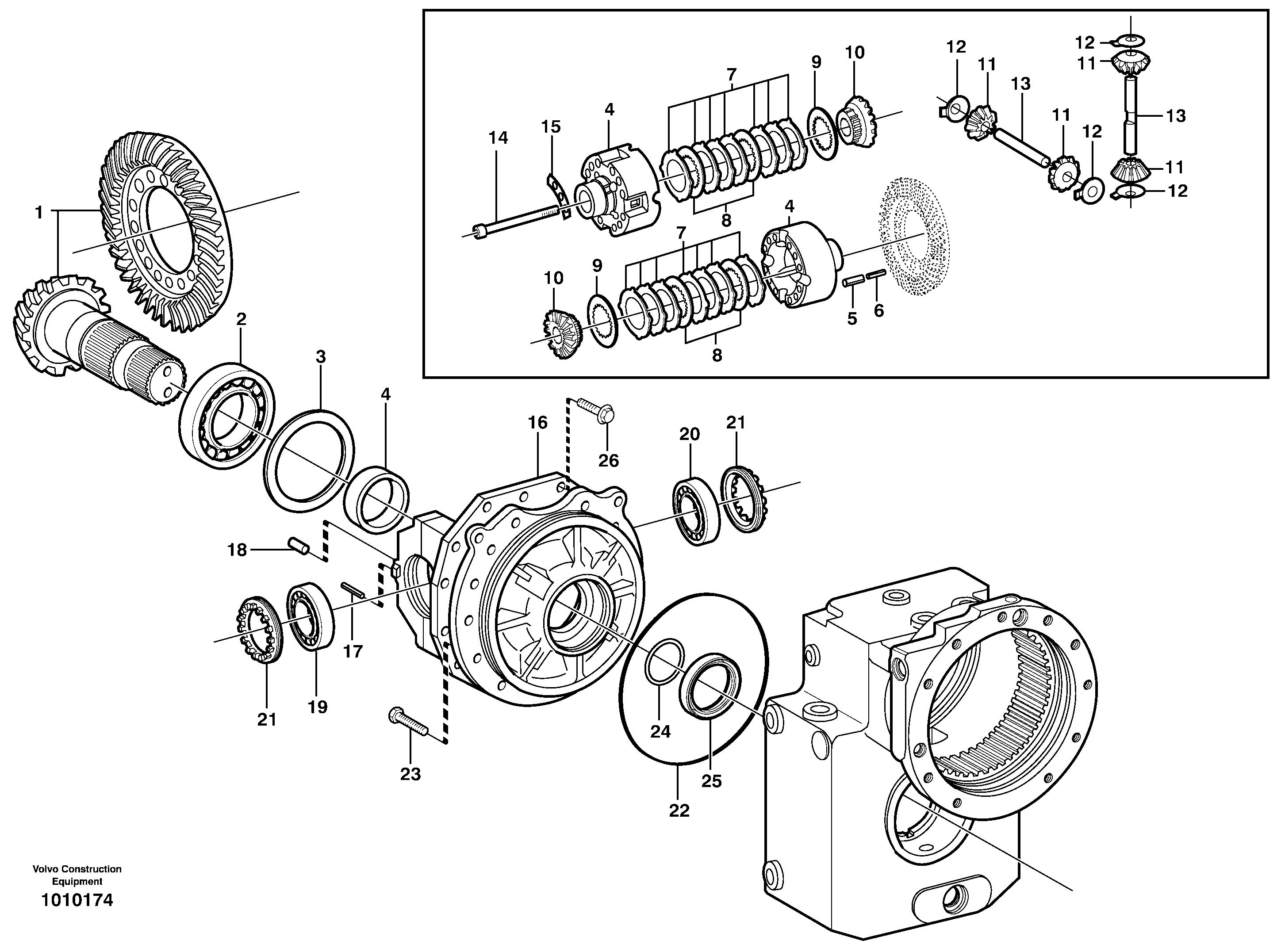 Rear axle, Differential  14303090, 14303092 — volvo parts diagram