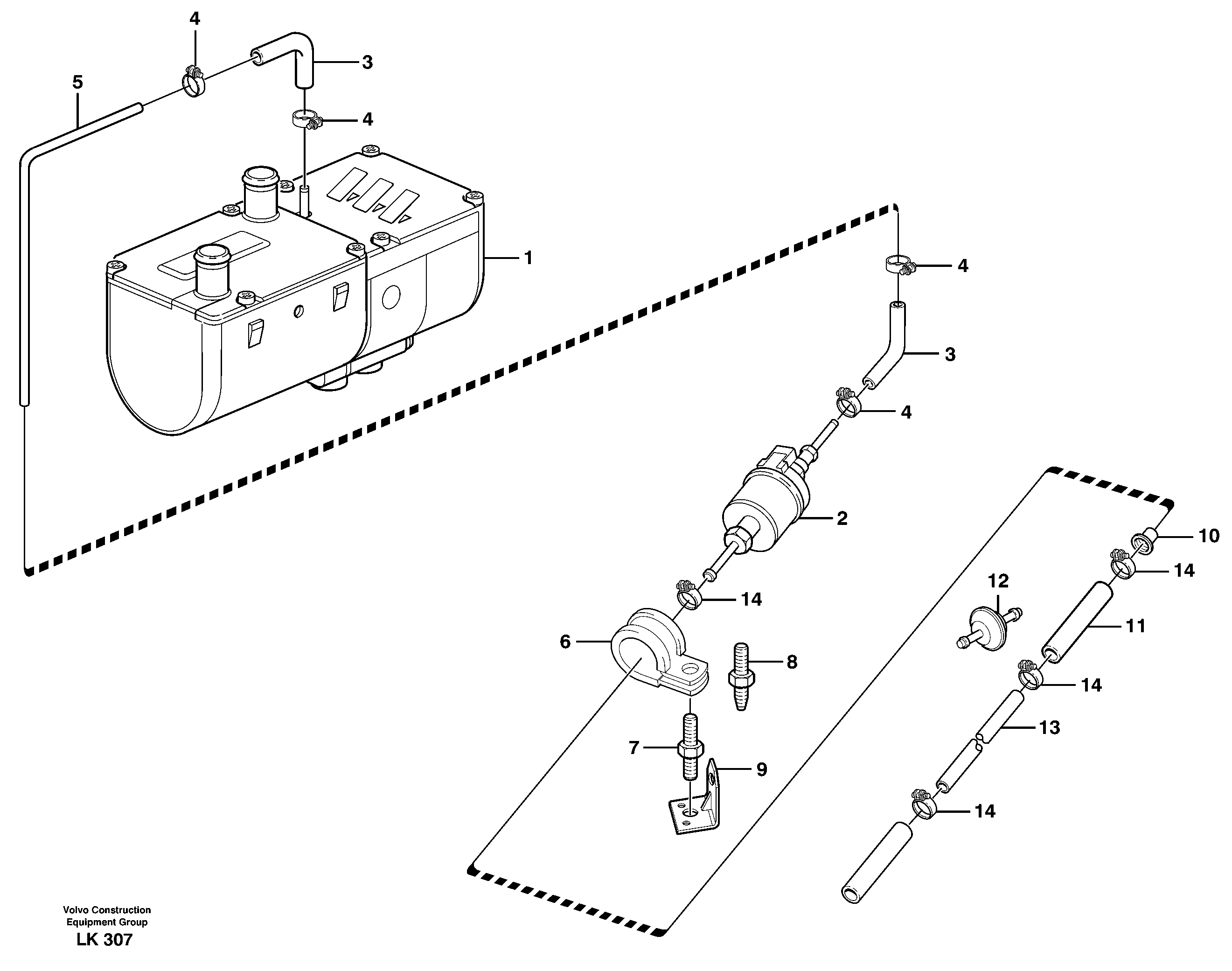 Fuel system, diesel heater 14302818 — volvo parts diagram
