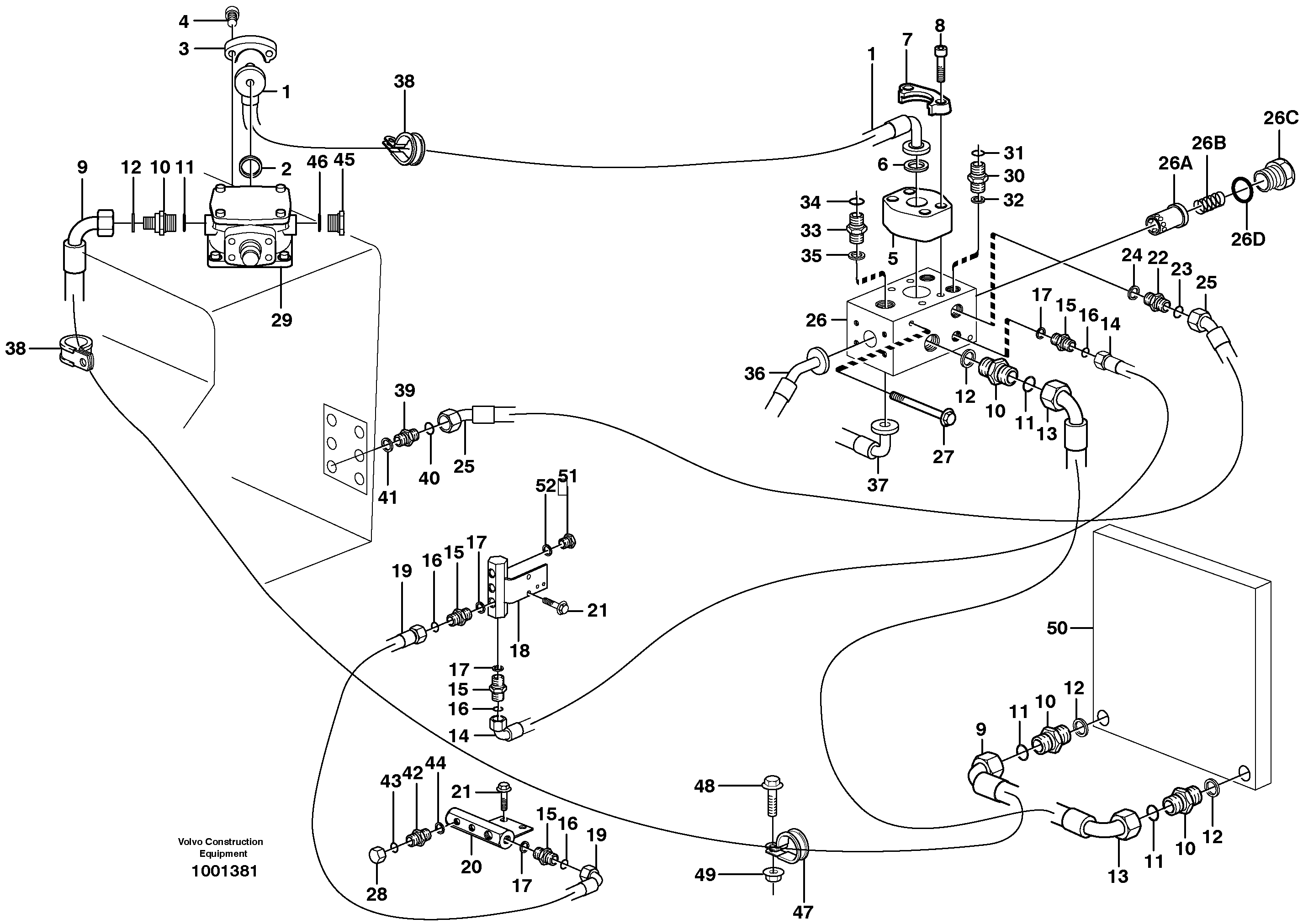 Hydraulic system, return lines — volvo parts diagram