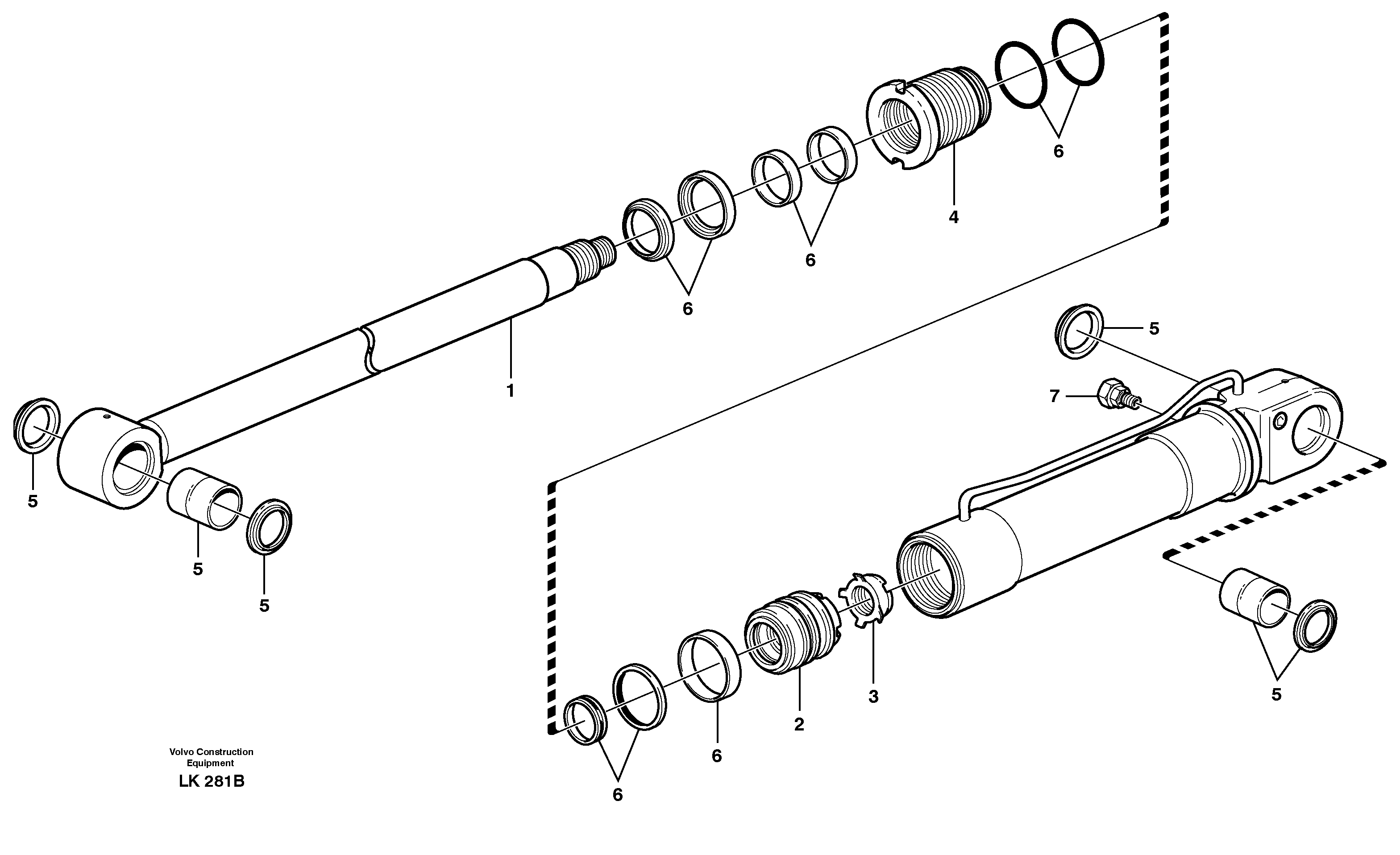 Hydraulic cylinder, stabilisor  14303097, 14303098 — volvo parts diagram