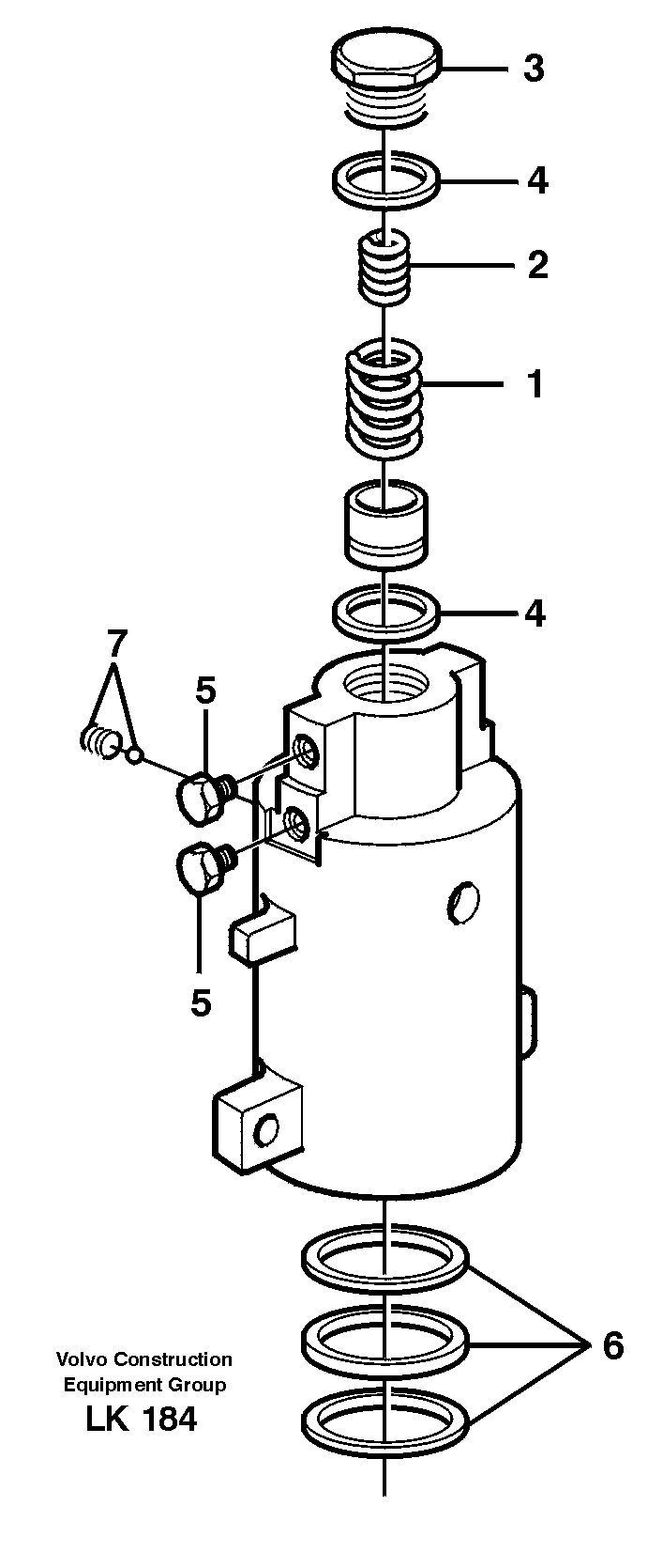 Axle locking cylinder SER NO - 1243, 1257 - — volvo parts diagram