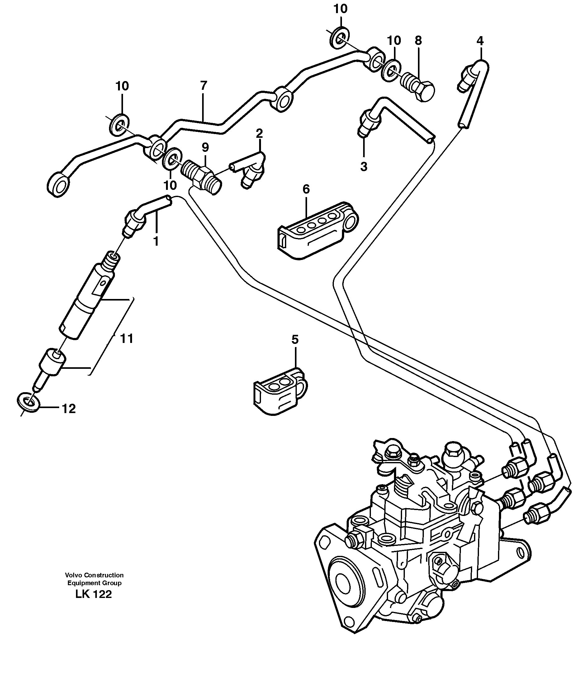 Fuel lines, injectors — volvo parts diagram