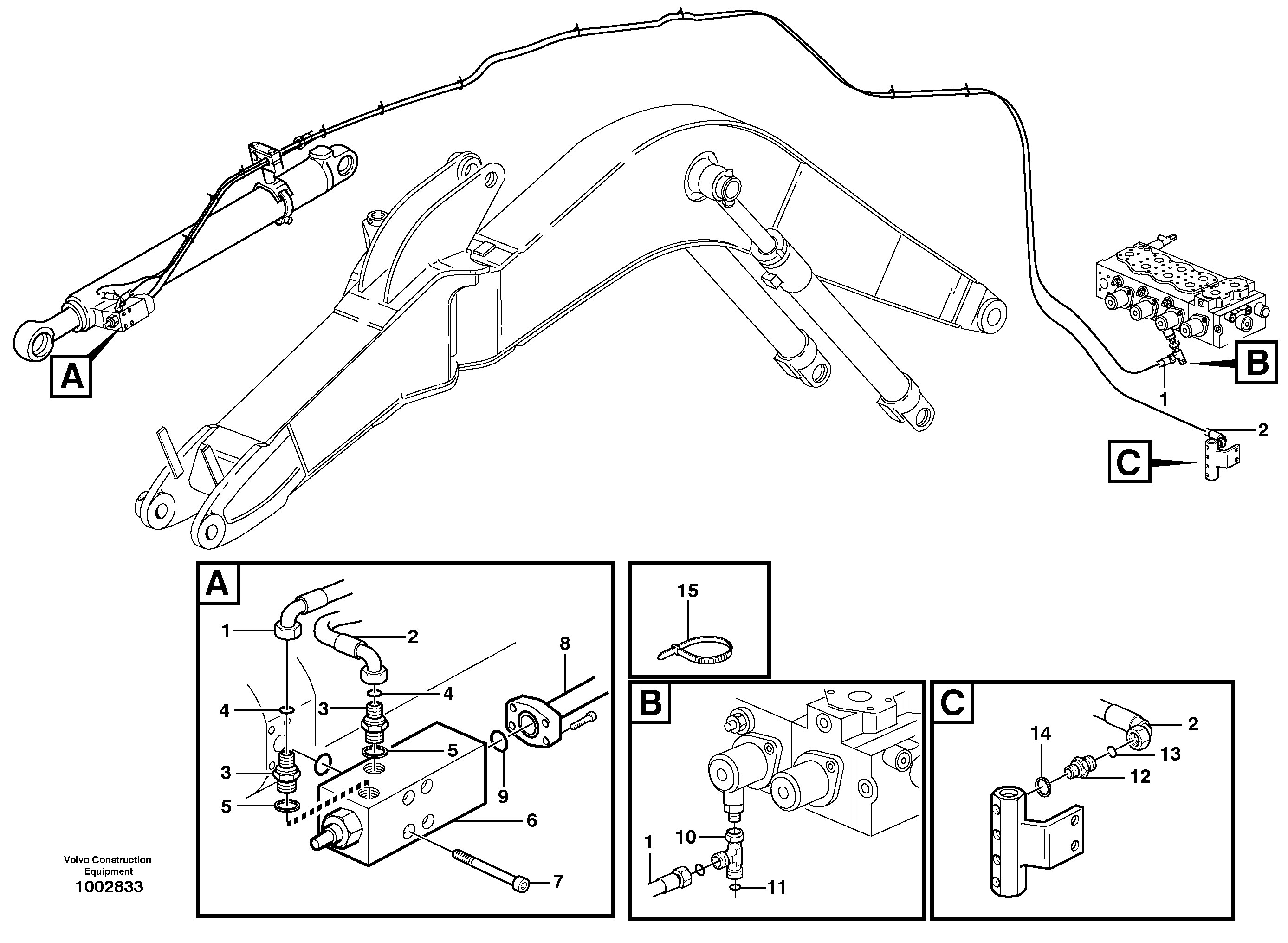 Servo hydraulics, Hose break valve  14302903 — volvo parts diagram