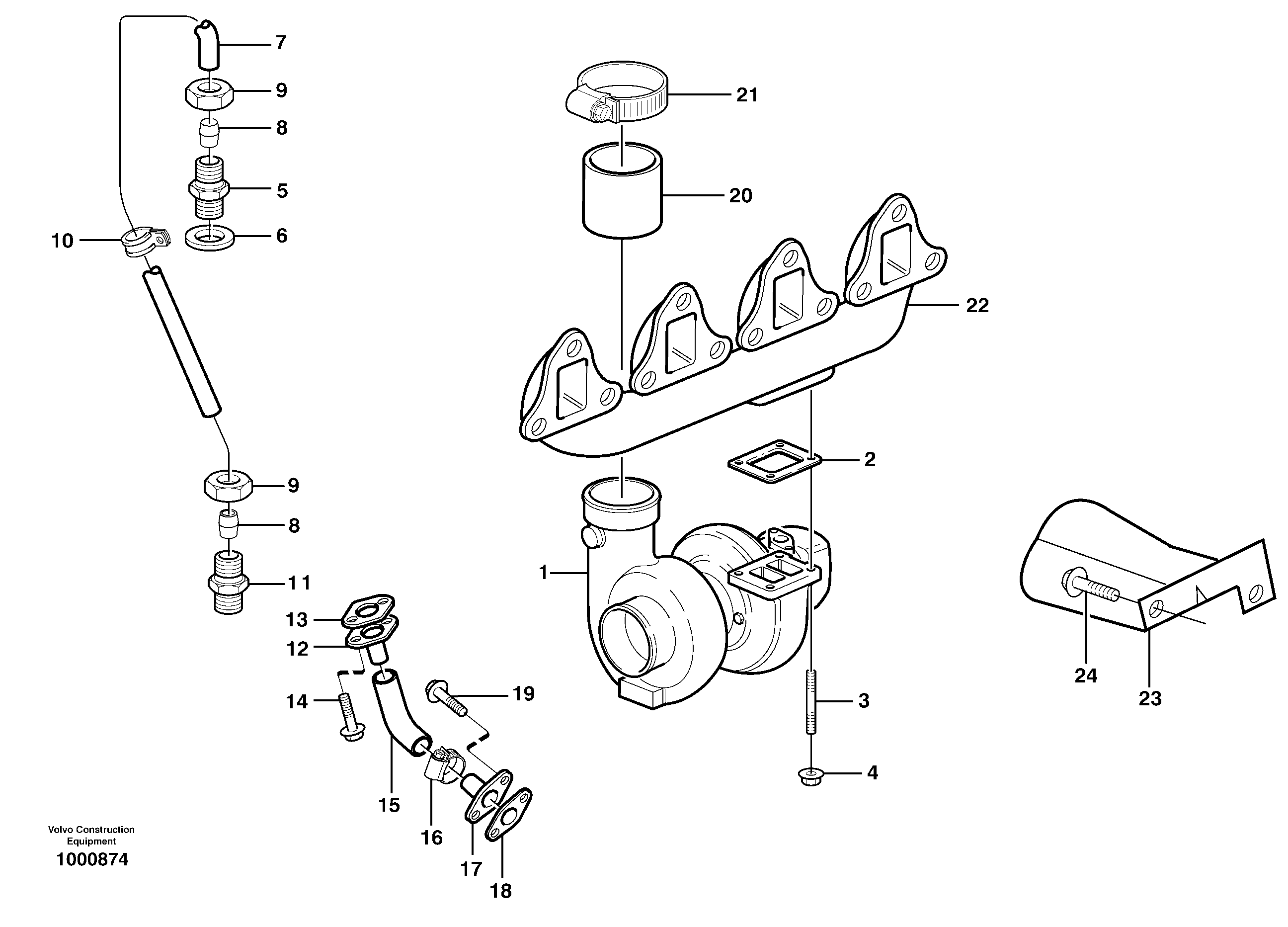Turbocharger with fitting parts — volvo parts diagram