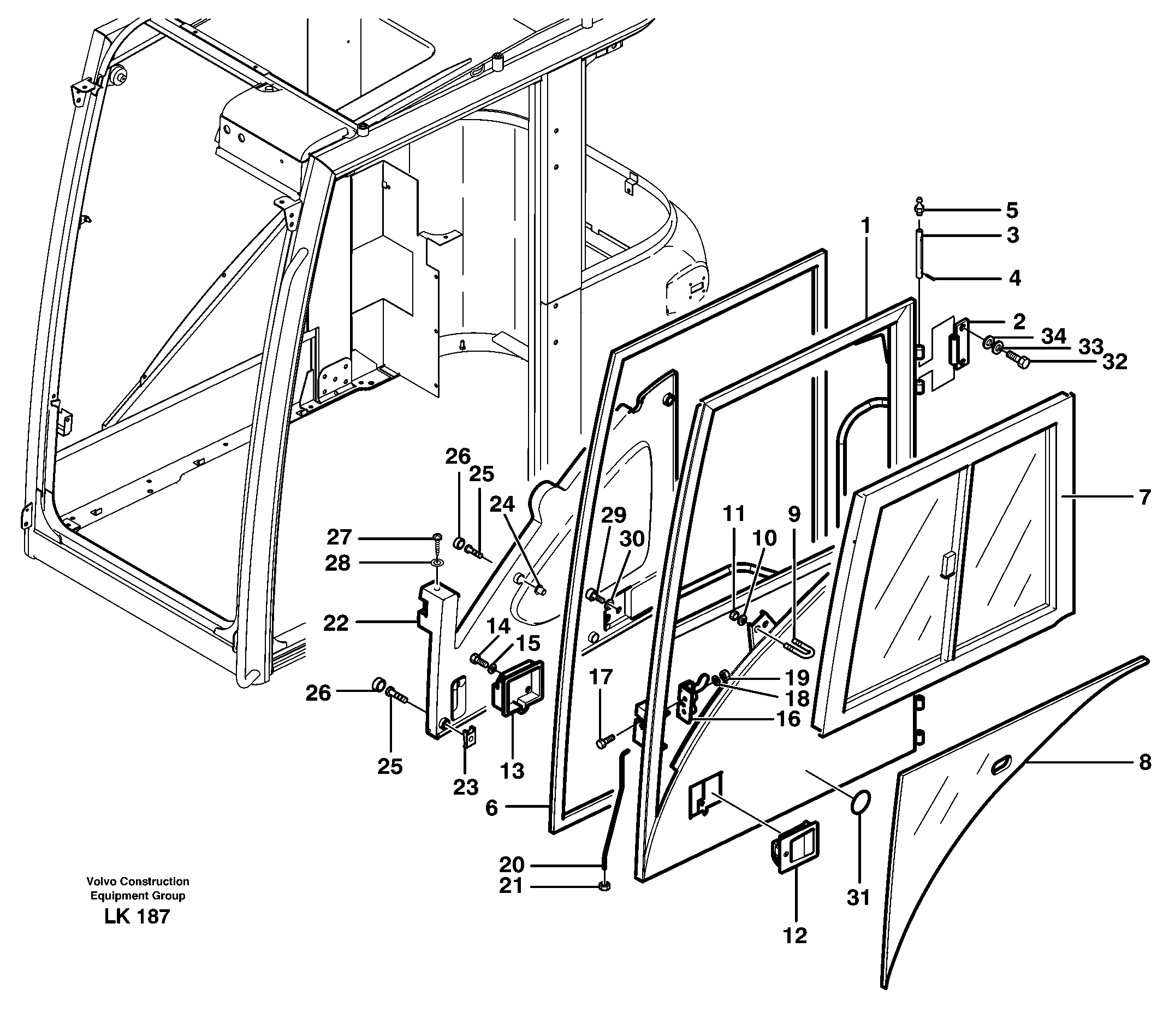 Door, operator's cab — volvo parts diagram