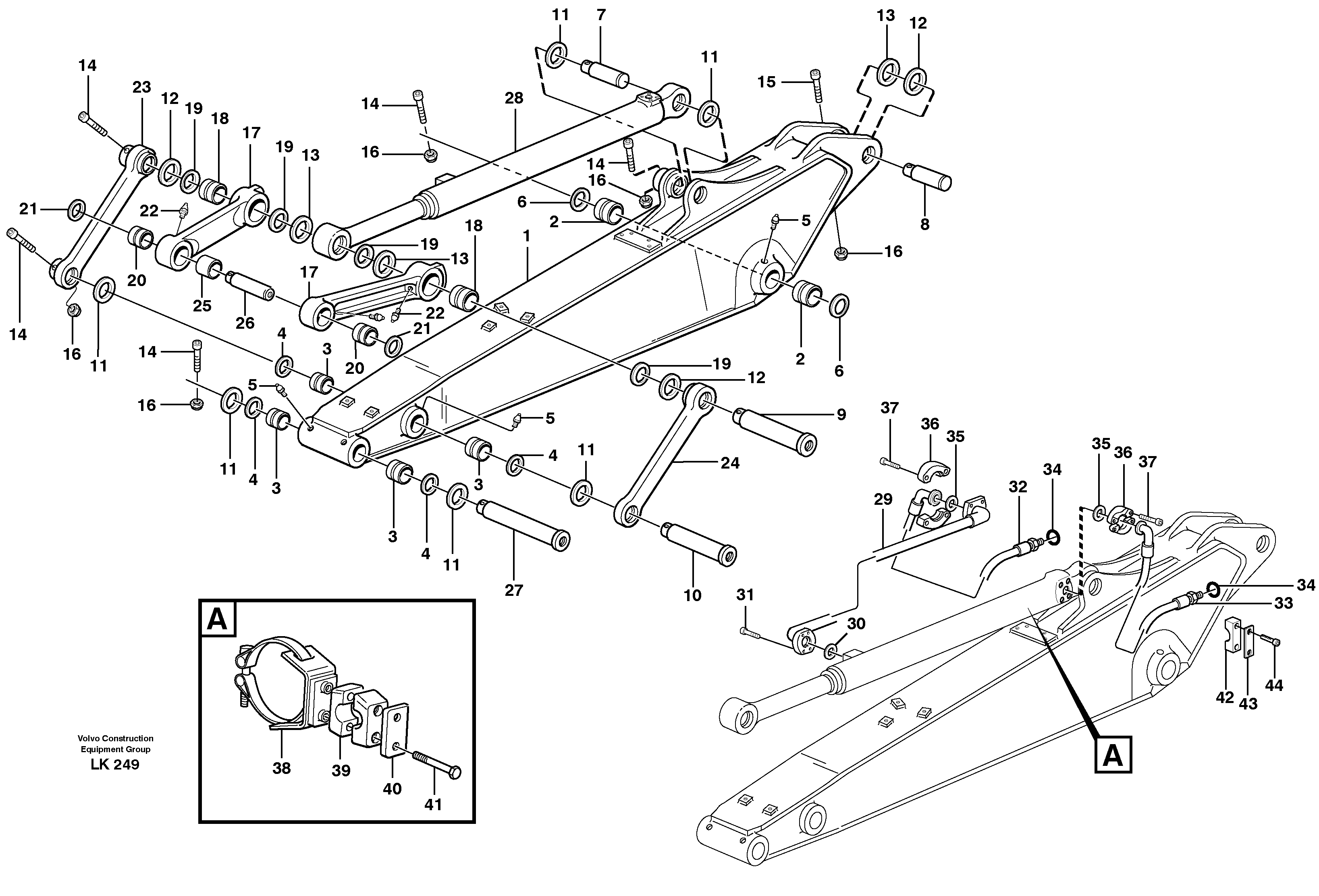 Dipper arm incl. connect.  14303103, 14303104, 14303105 — volvo parts diagram