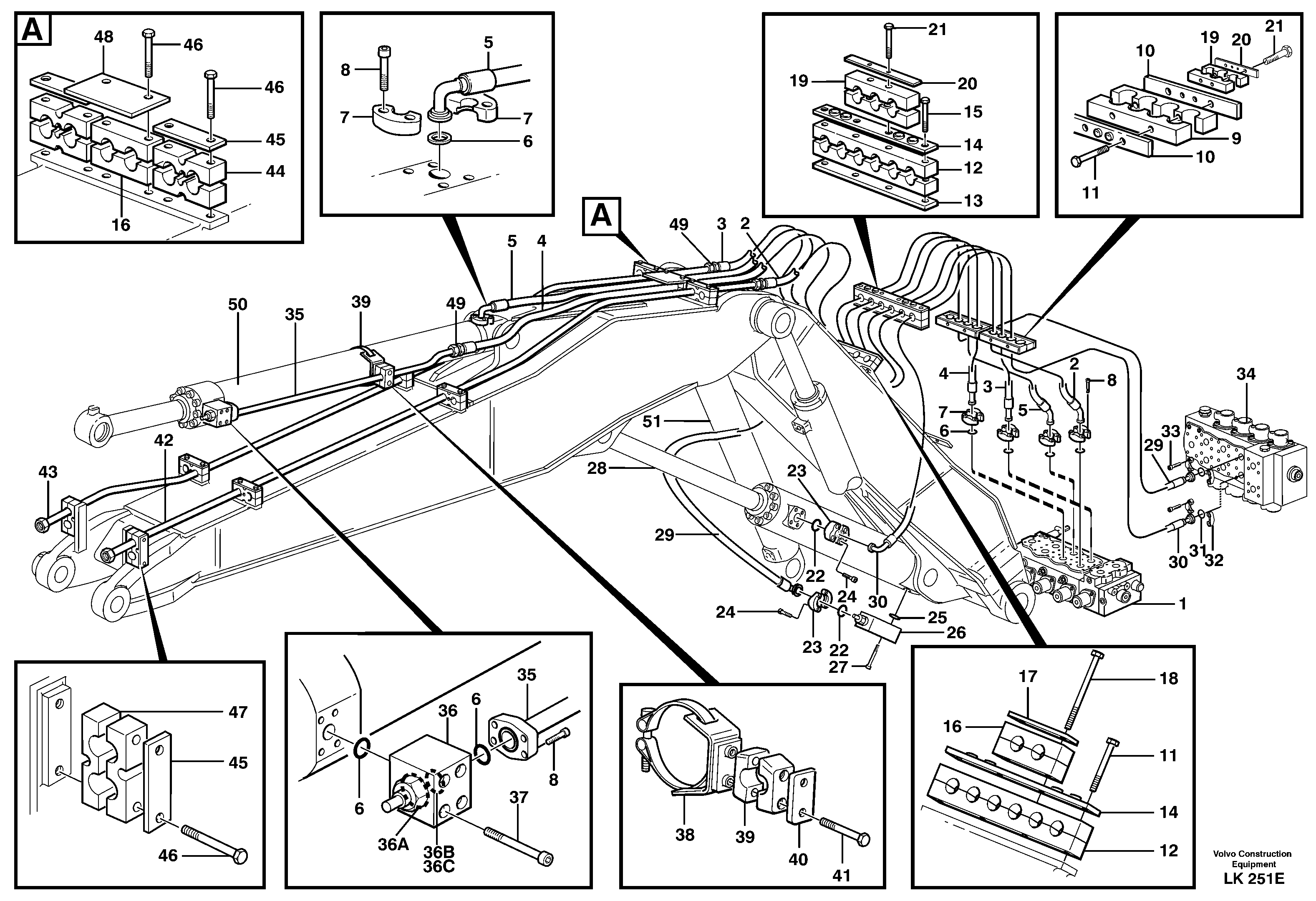 Hydraulic system, adjustable boom  14303101, 4,7M — volvo parts diagram