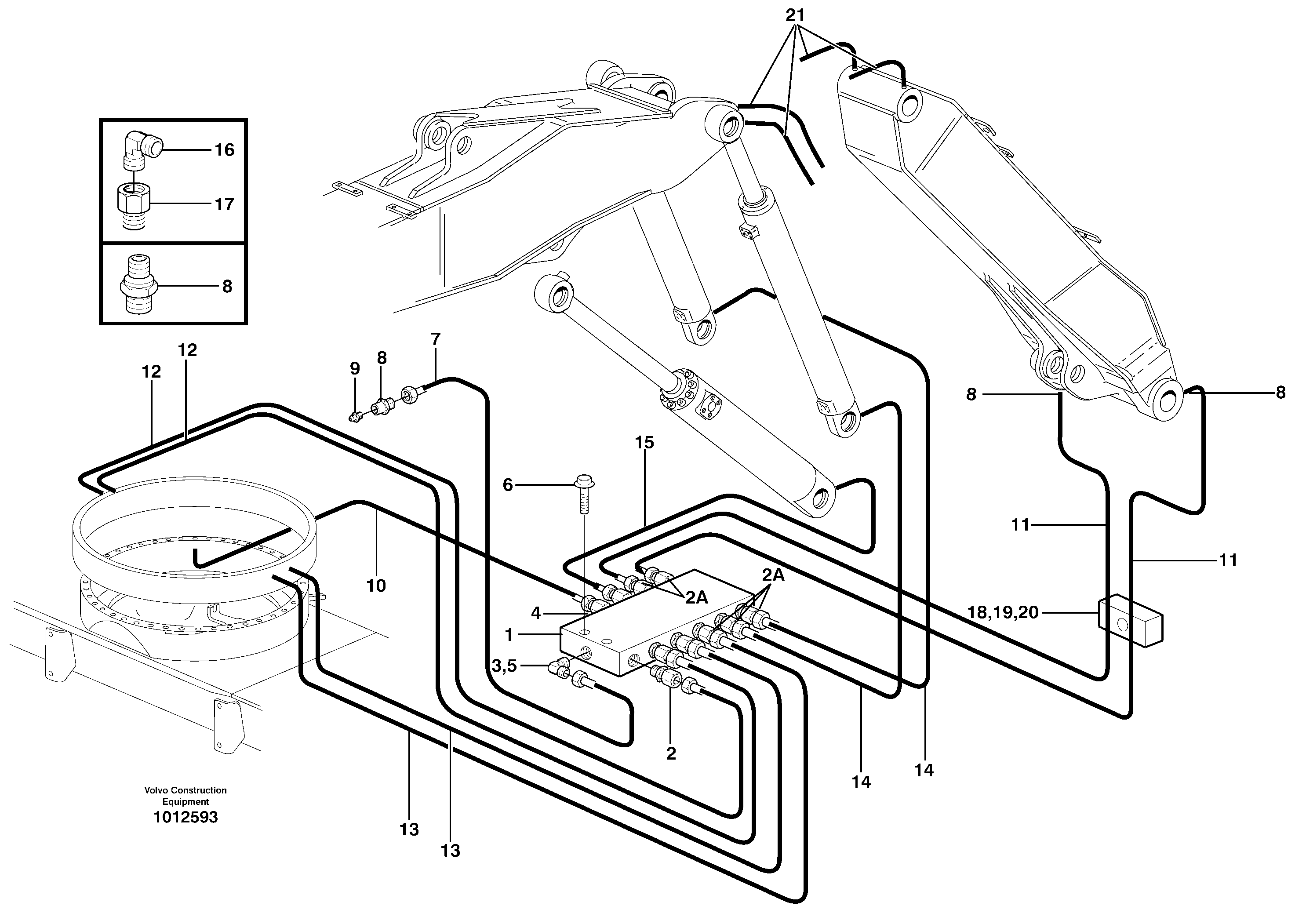 Central lubrication, slewing, ajustable boom  14303101. 4,7M — volvo parts diagram