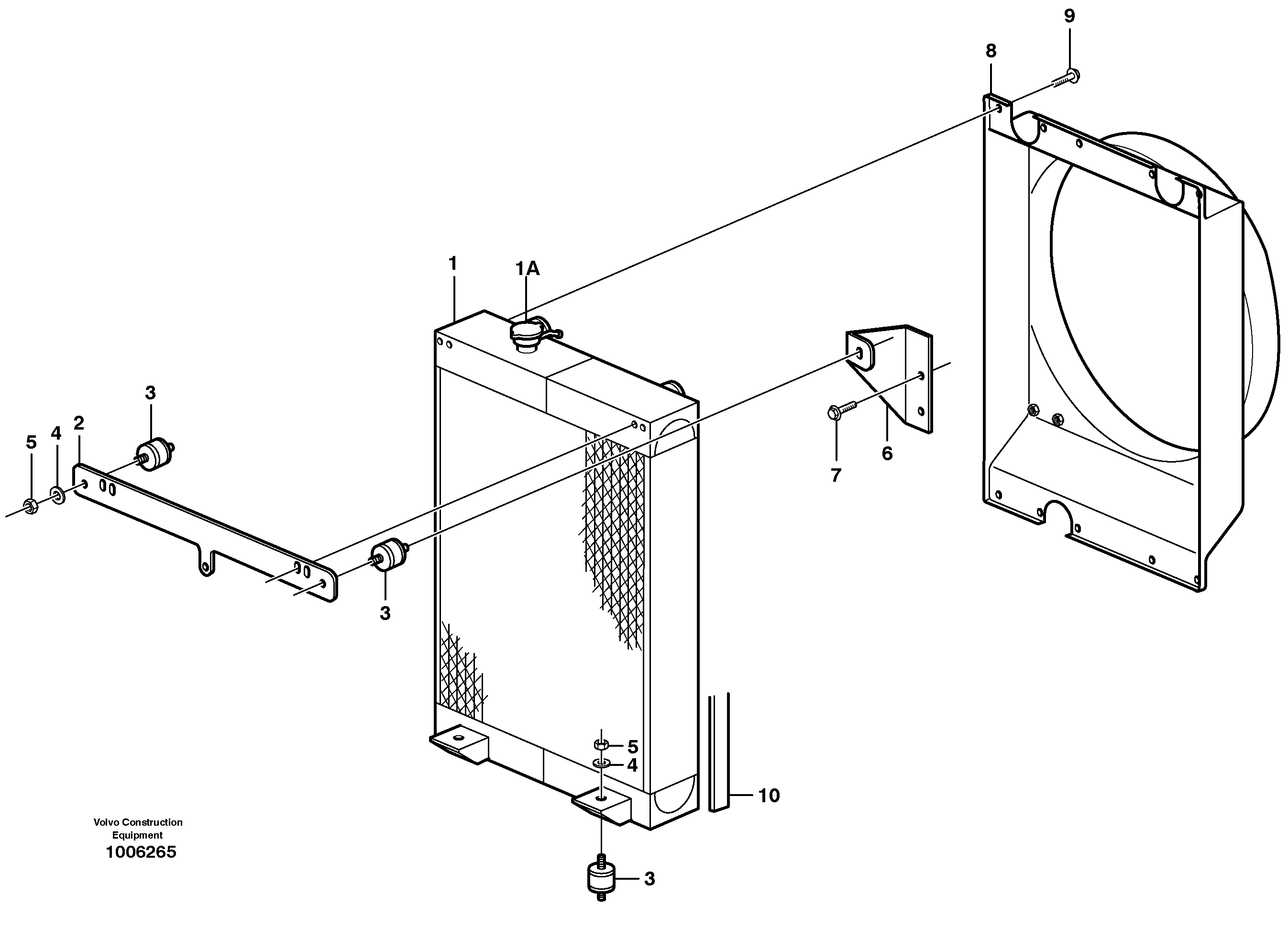 Radiator with fitting parts — volvo parts diagram