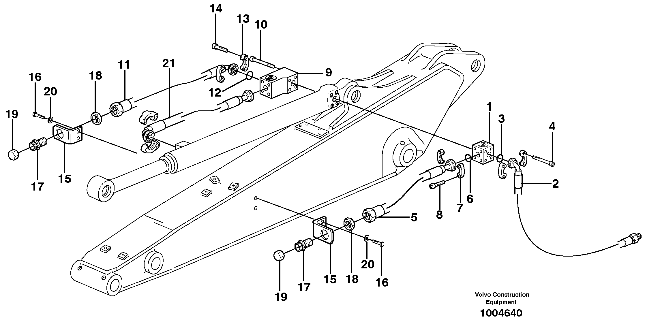 Grab equipment, with shutoff cocks, handling dipper  14311110, 14311152, 14311153 — volvo parts diagram
