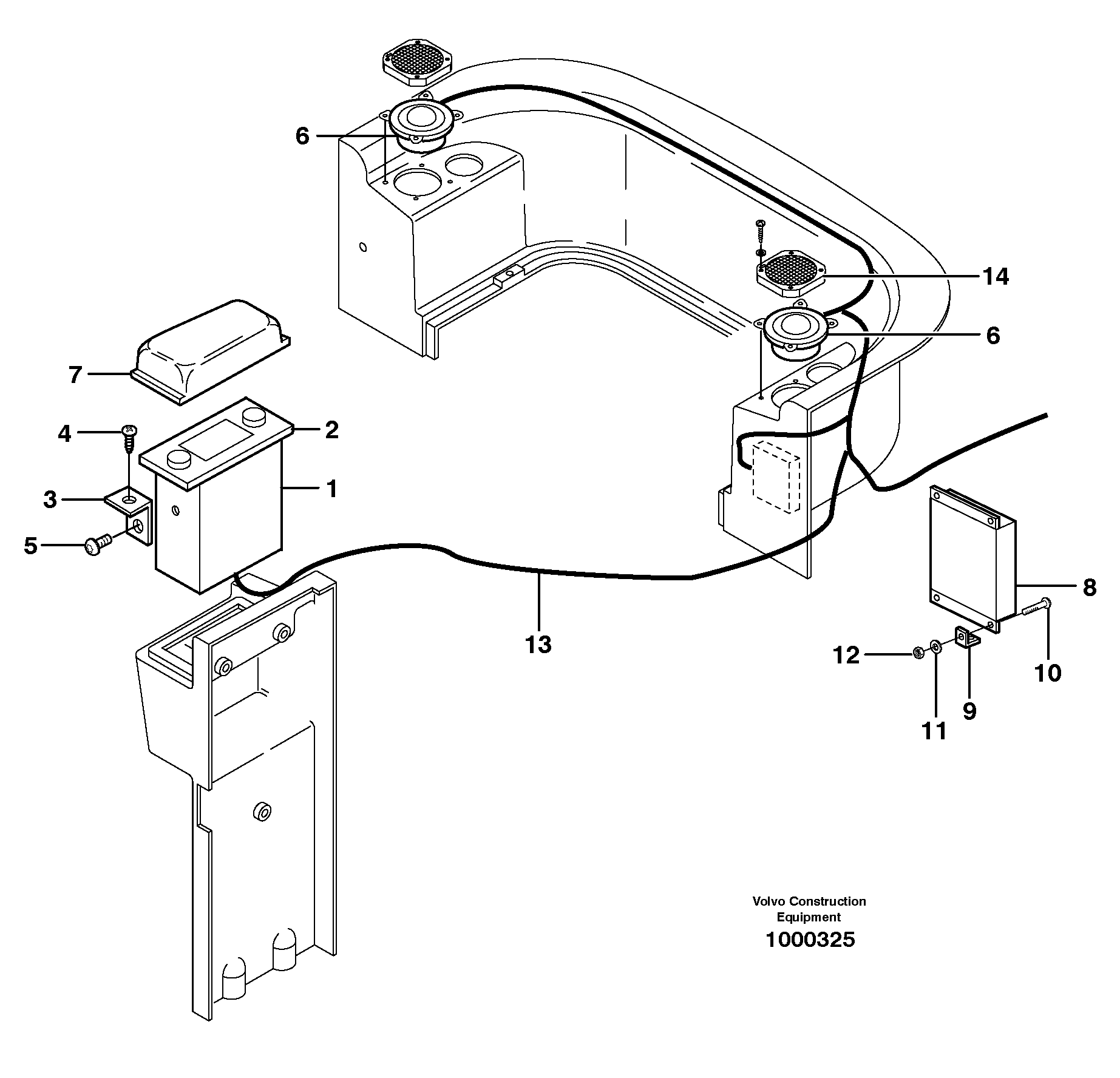Radio installation with converter 14311154, 14302886 — volvo parts diagram