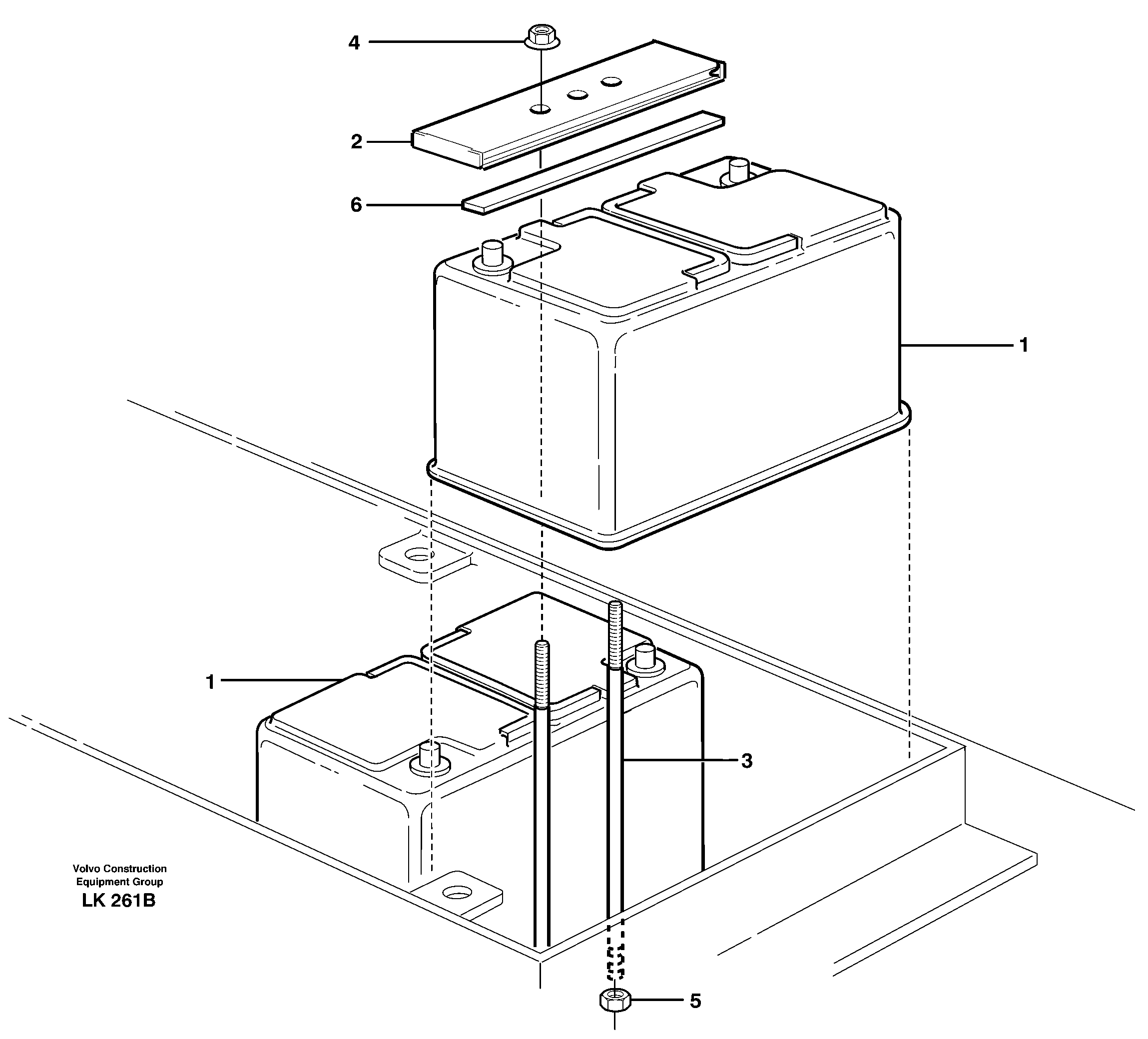 Battery with assembling details — volvo parts diagram