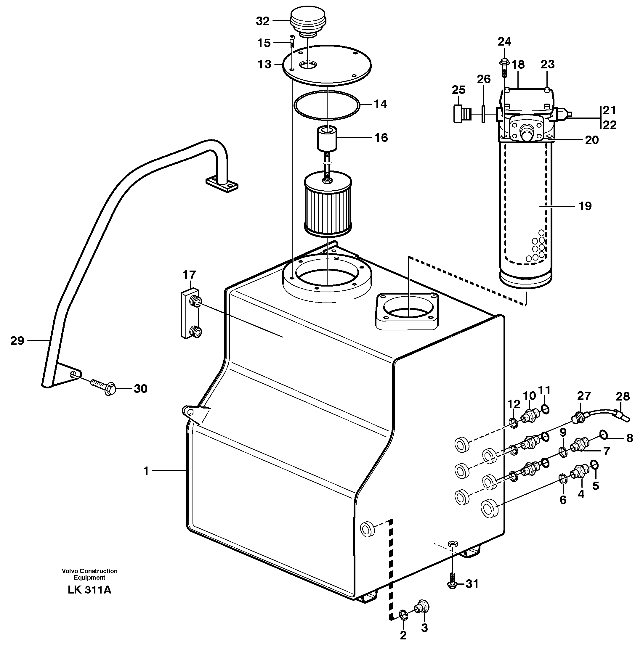 Hydraulic oil tank  SER NO 1032 - — volvo parts diagram