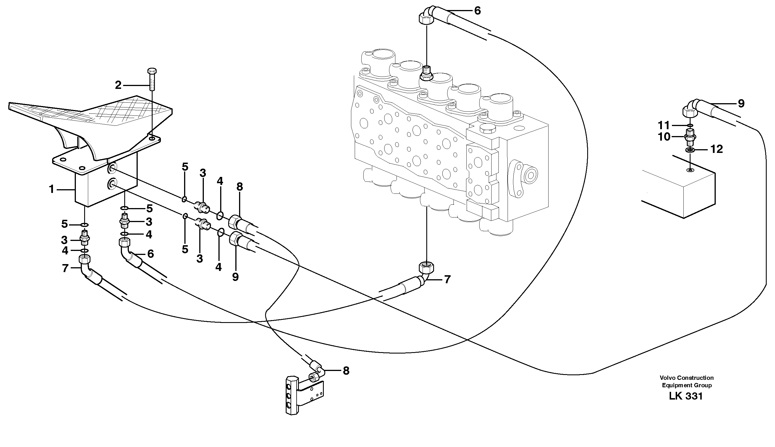 Servo hydraulics, offset  14303102 — volvo parts diagram