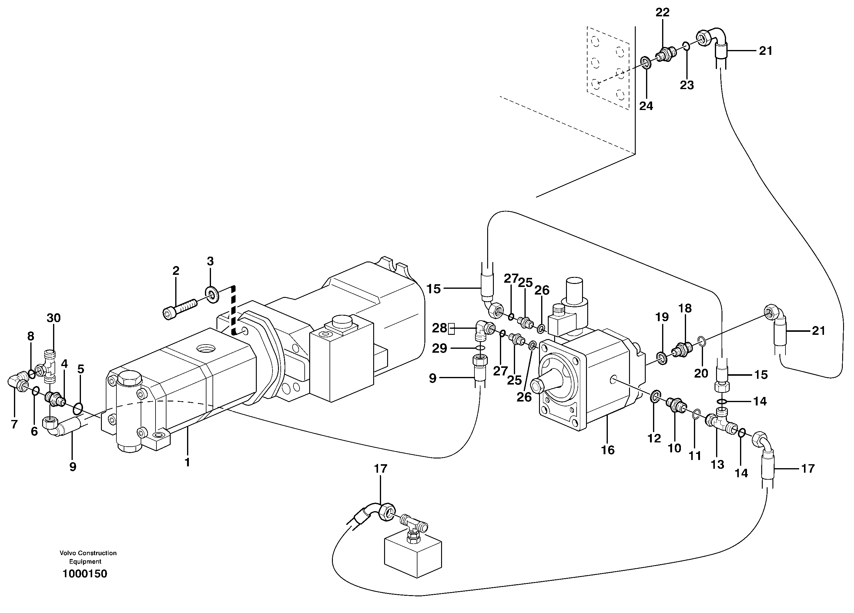 Hydraulic system, cooler  SER NO 1276 - — volvo parts diagram