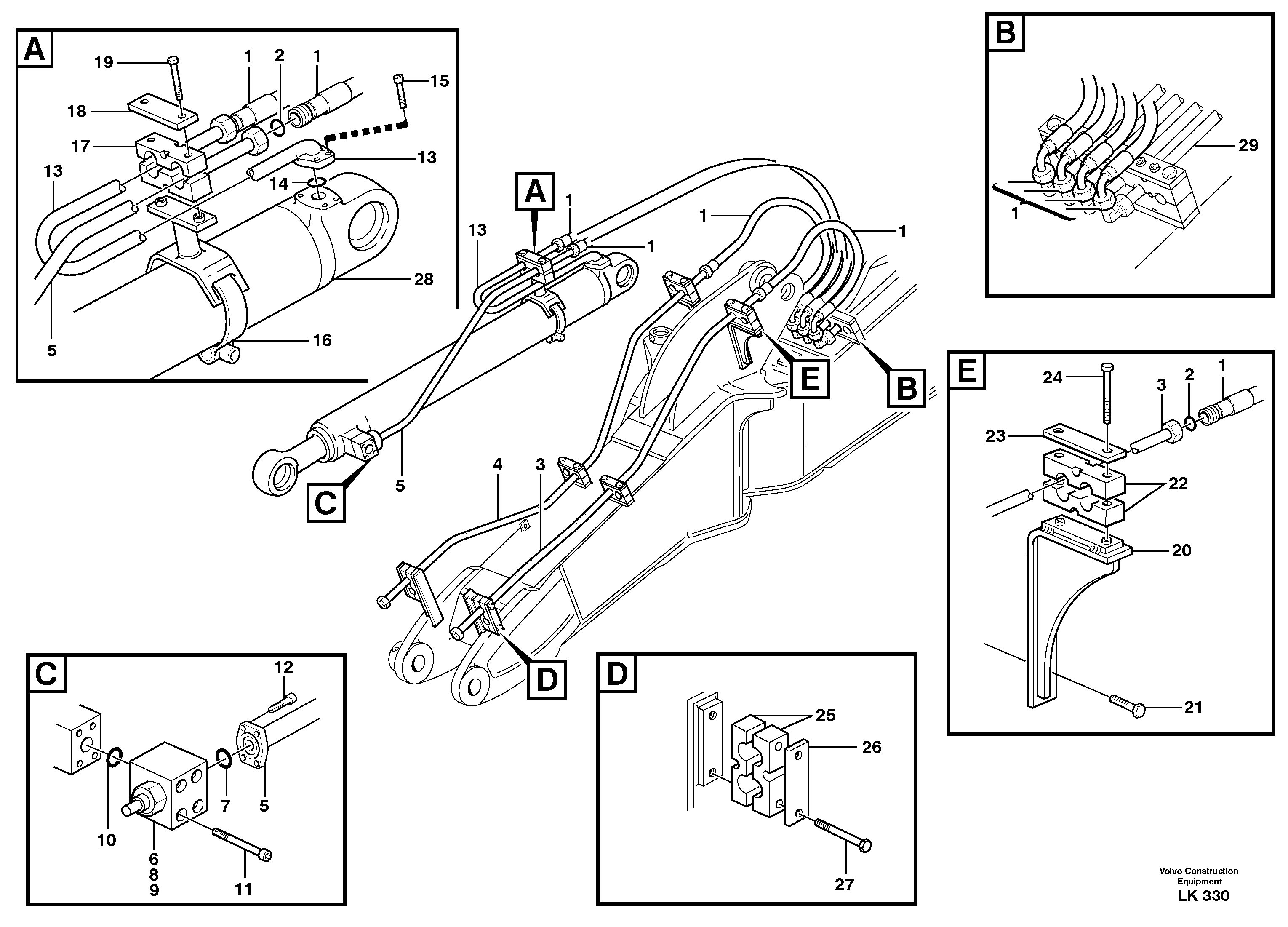 Hydr. equipm. on boom, front, offset  14303102 — volvo parts diagram