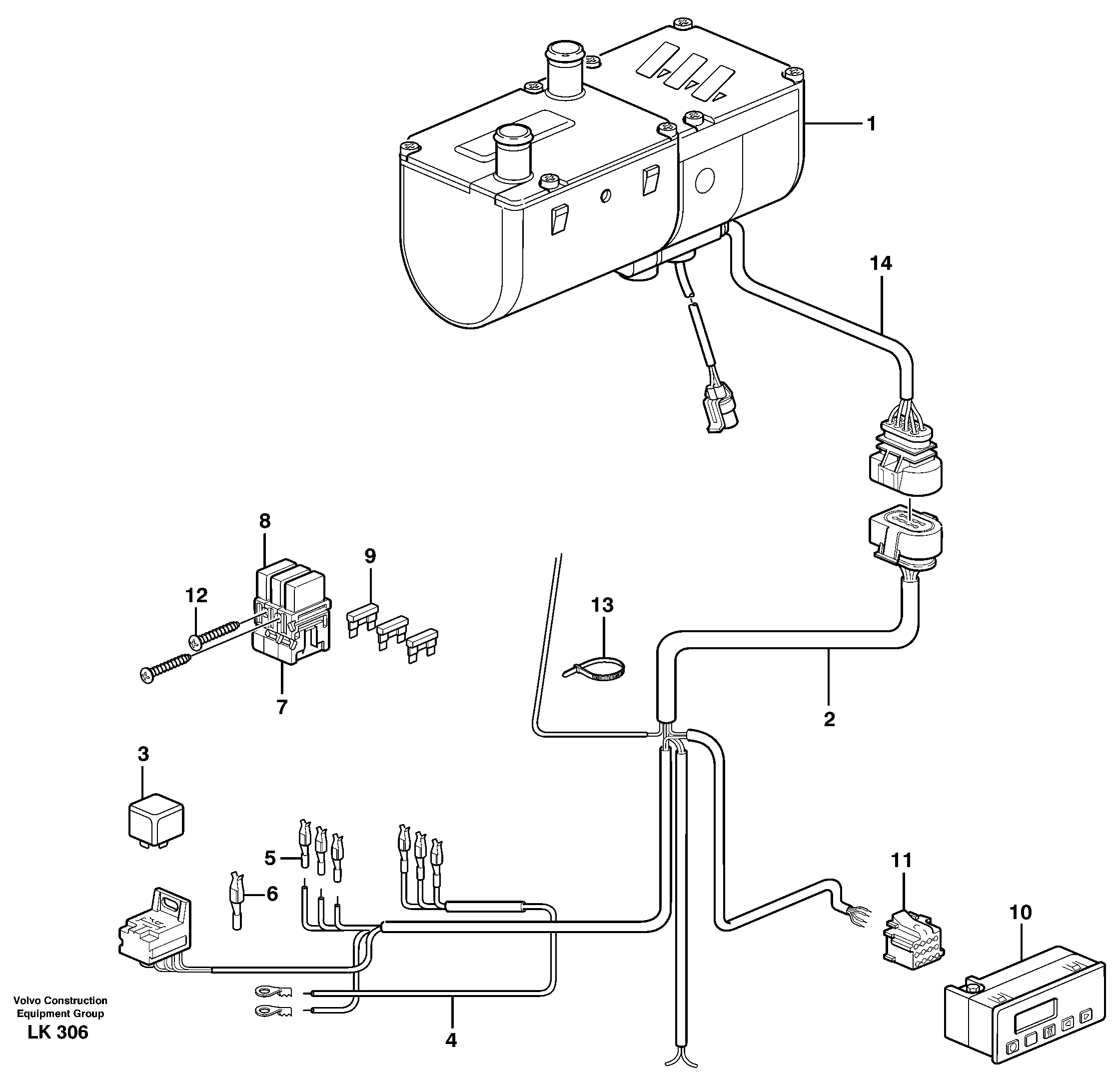 Electric installation, diesel heater  14302818 — volvo parts diagram