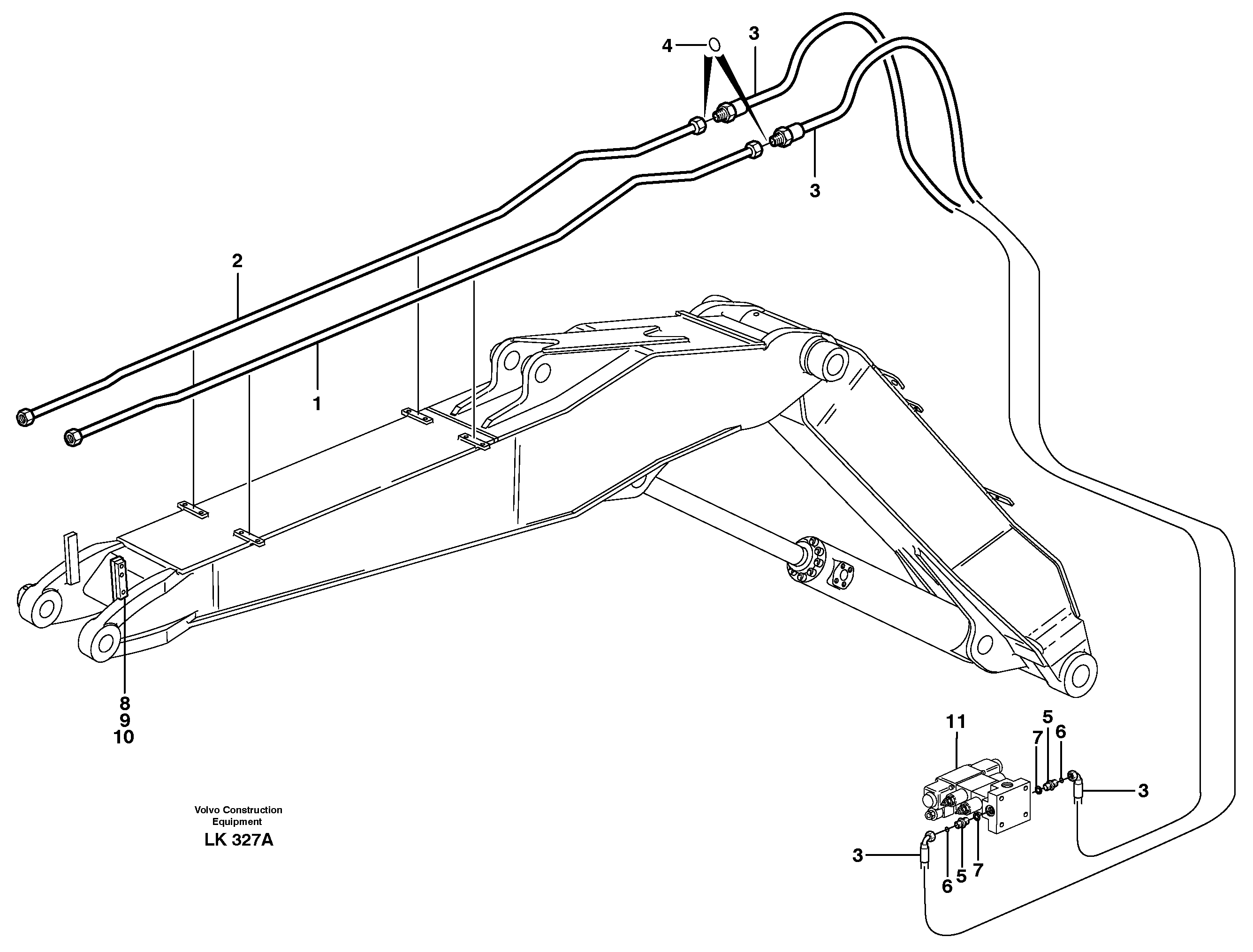 Hydr. equipm. on adjustable boom , 4,7m.  X3  14303109 — volvo parts diagram