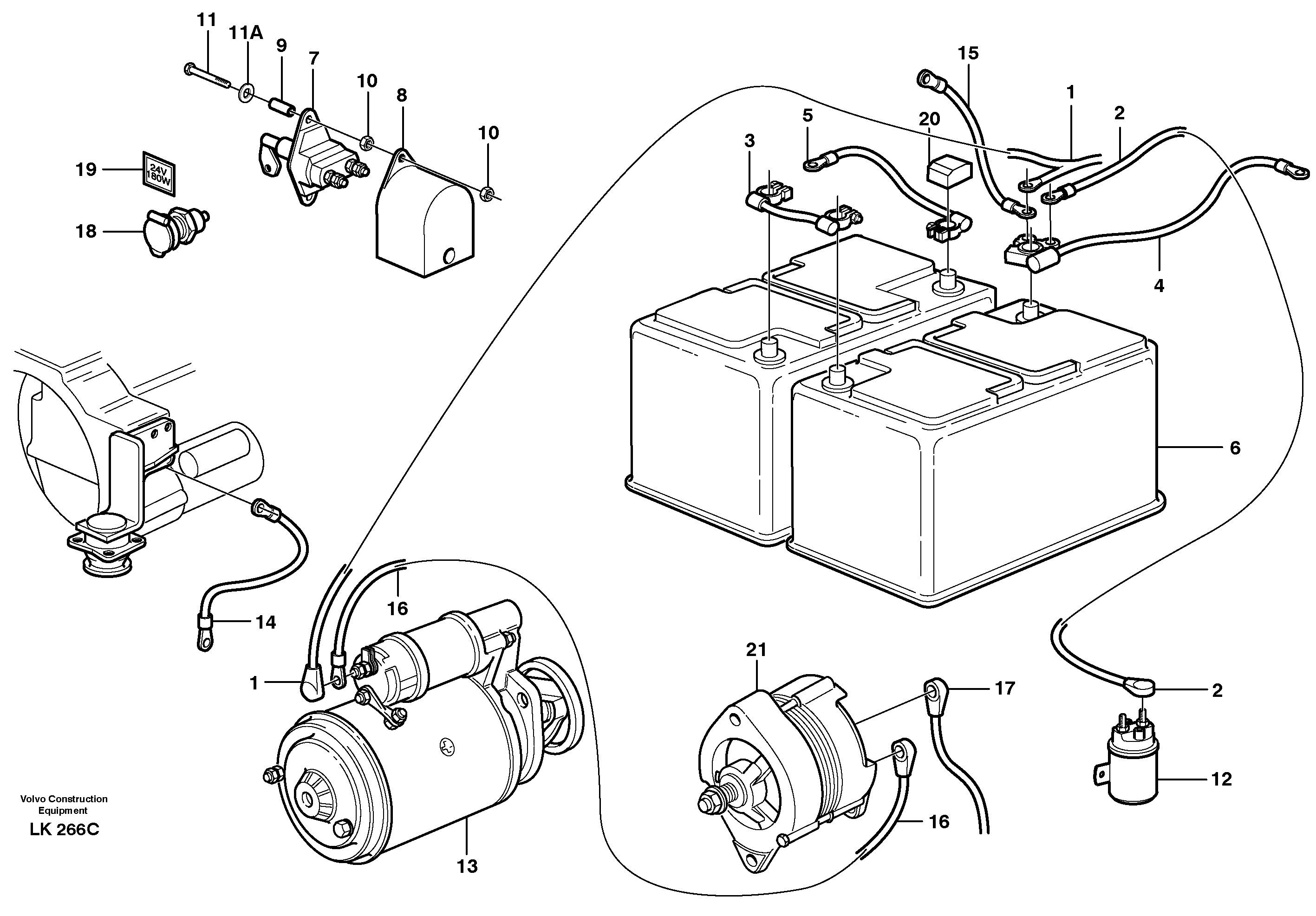 Cable harness, battery — volvo parts diagram