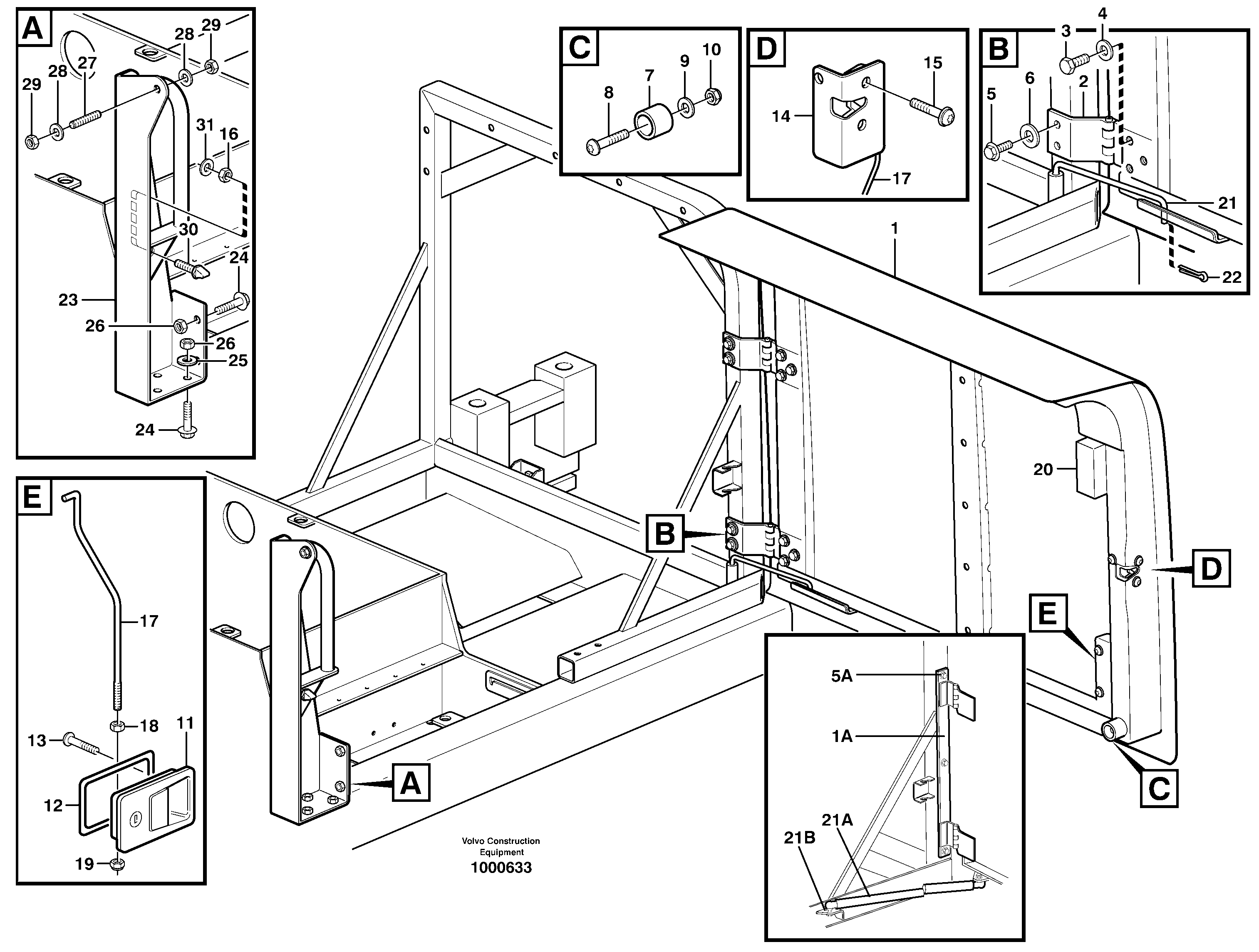 Door, engine, left — volvo parts diagram