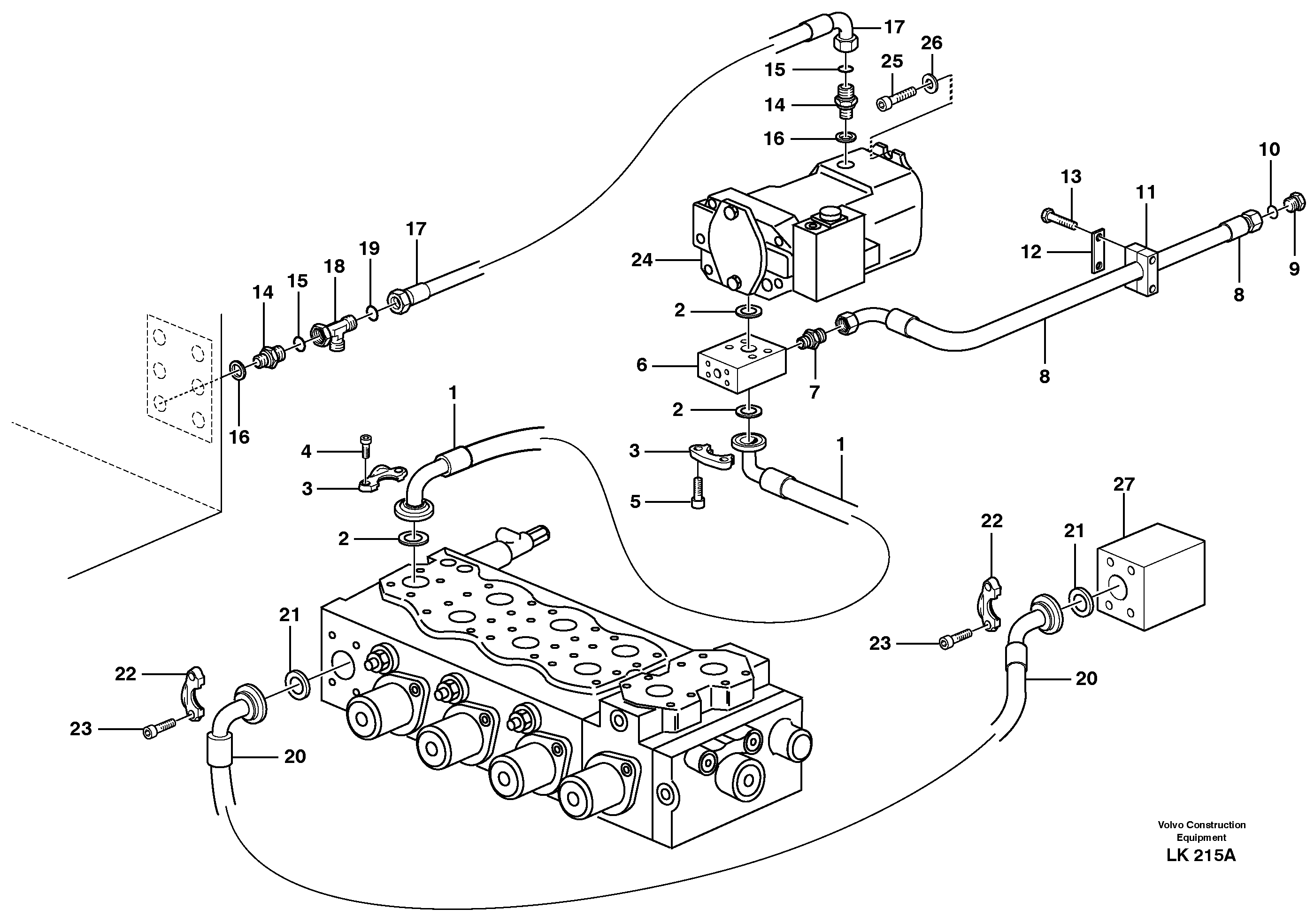 Hydraulic system, feed line — volvo parts diagram