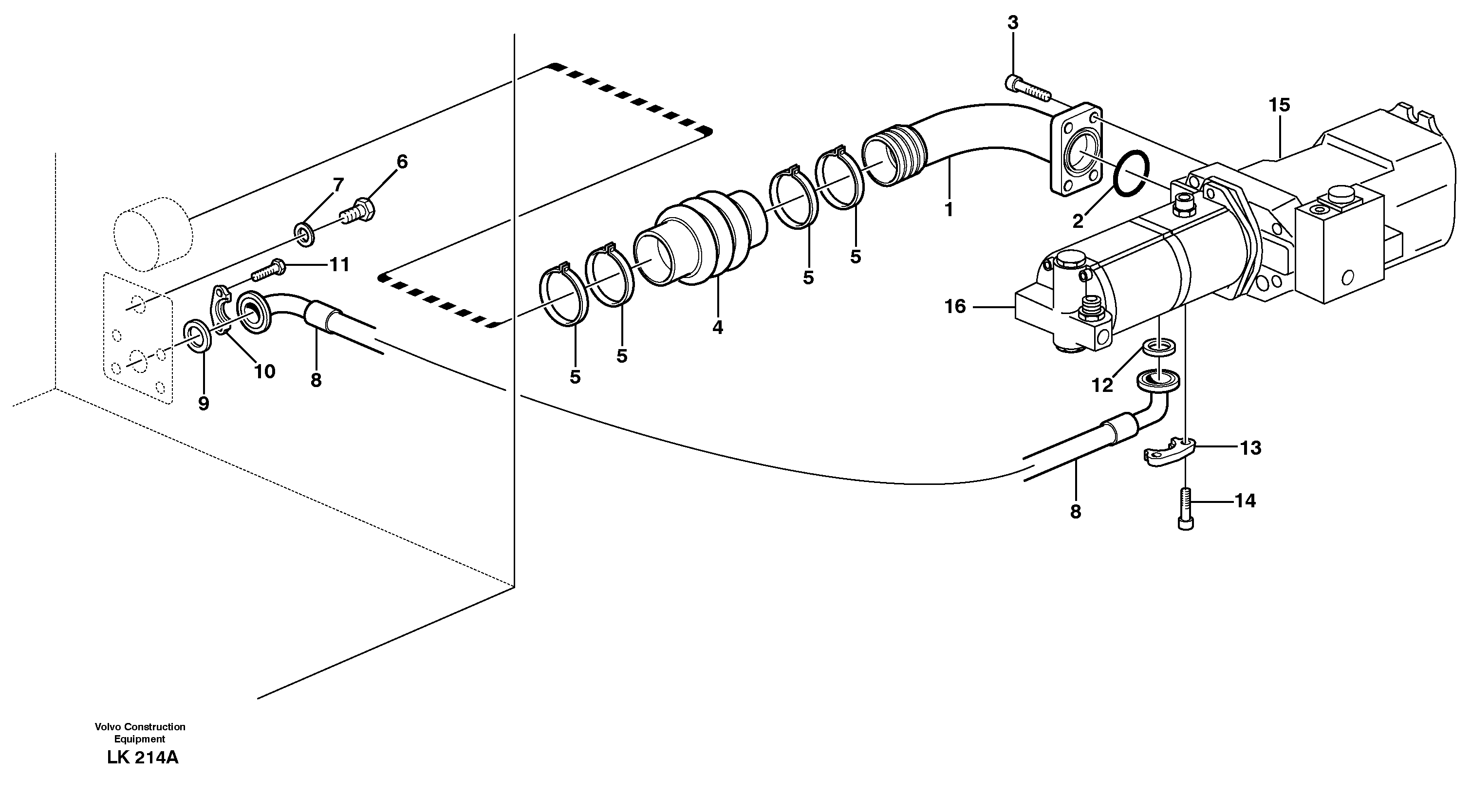 Hydraulic system suction lines — volvo parts diagram
