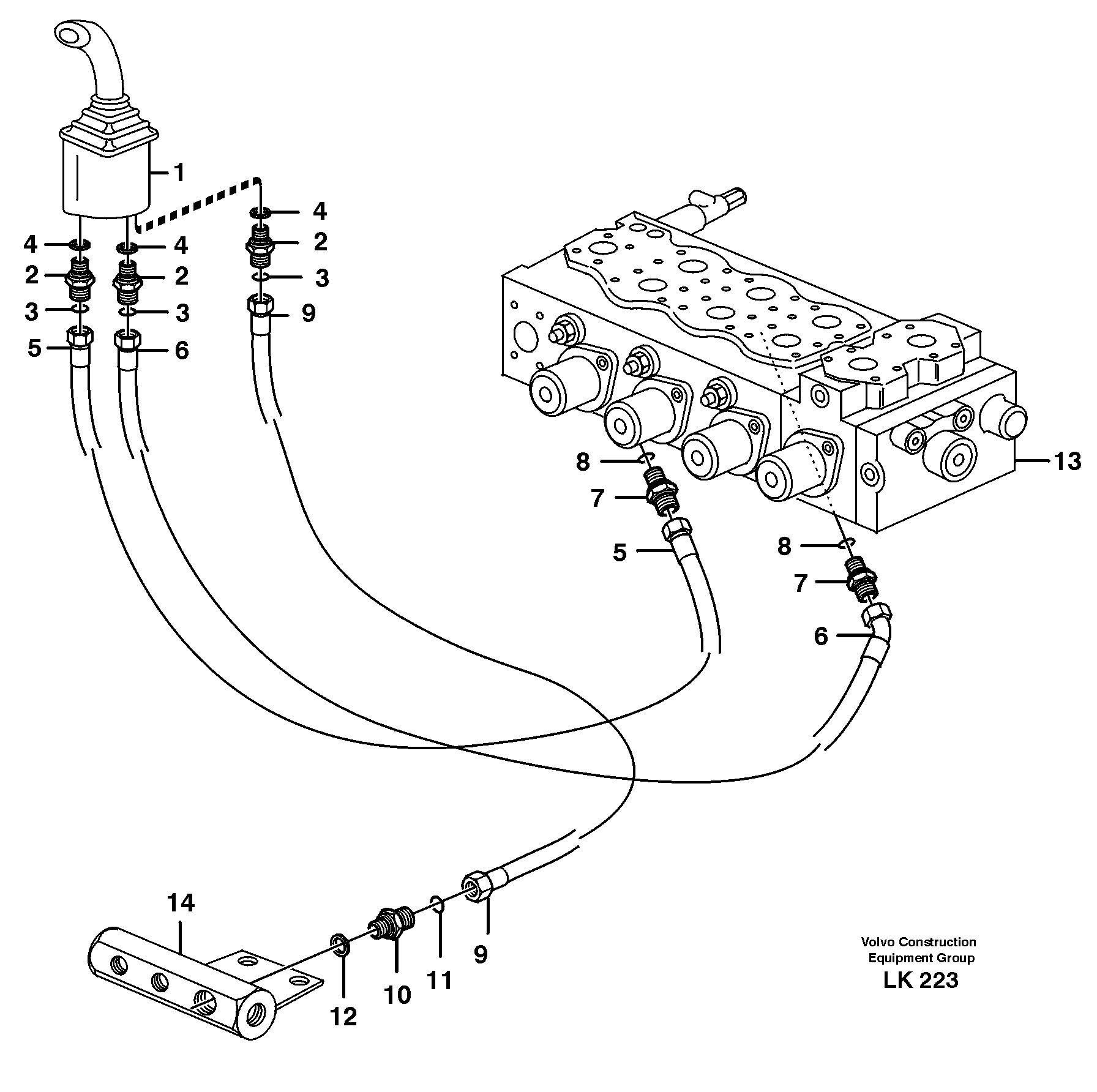 Servo hydraulics, dipper arm — volvo parts diagram