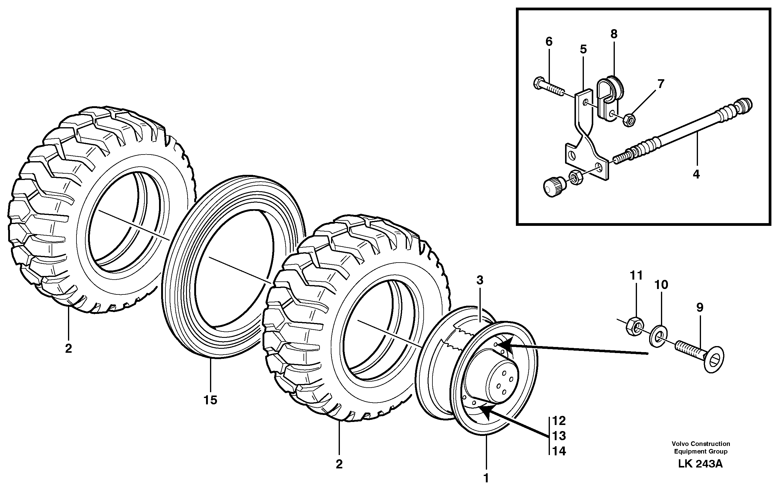 Wheel equipment 14302965, 14302966, 14302787, 14311157 — volvo parts diagram