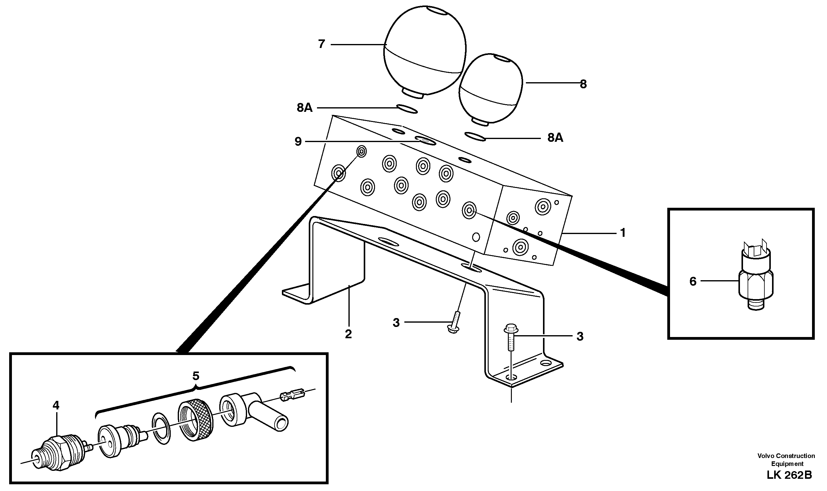 Servo valve body with fitting parts  SER NO - 1240 — volvo parts diagram